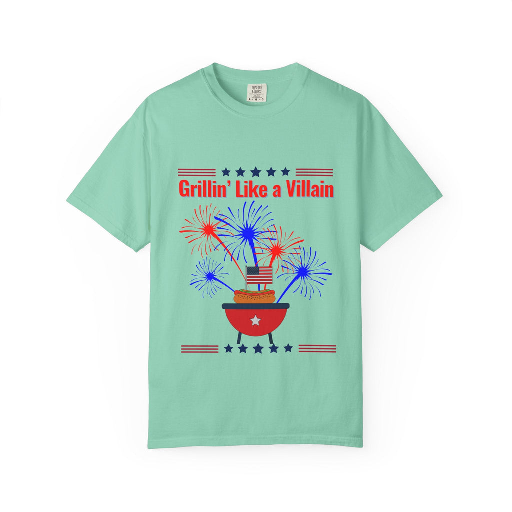 Grillin' Like a Villain Unisex T-Shirt | Patriotic BBQ Tee with Eagle Design