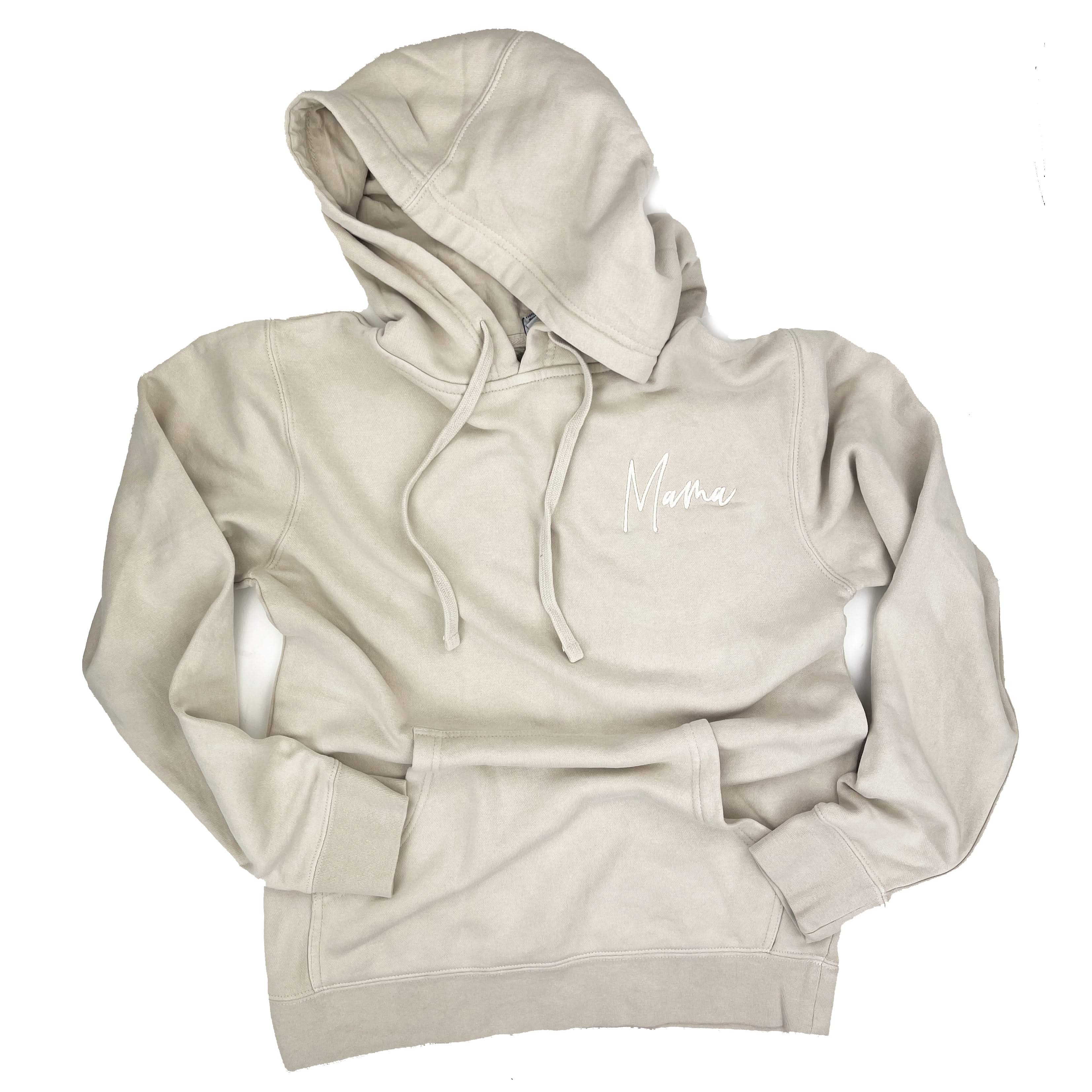 Embroidered PIGMENT HOODIE - Mama Signature (pocket) - Tone on Tone