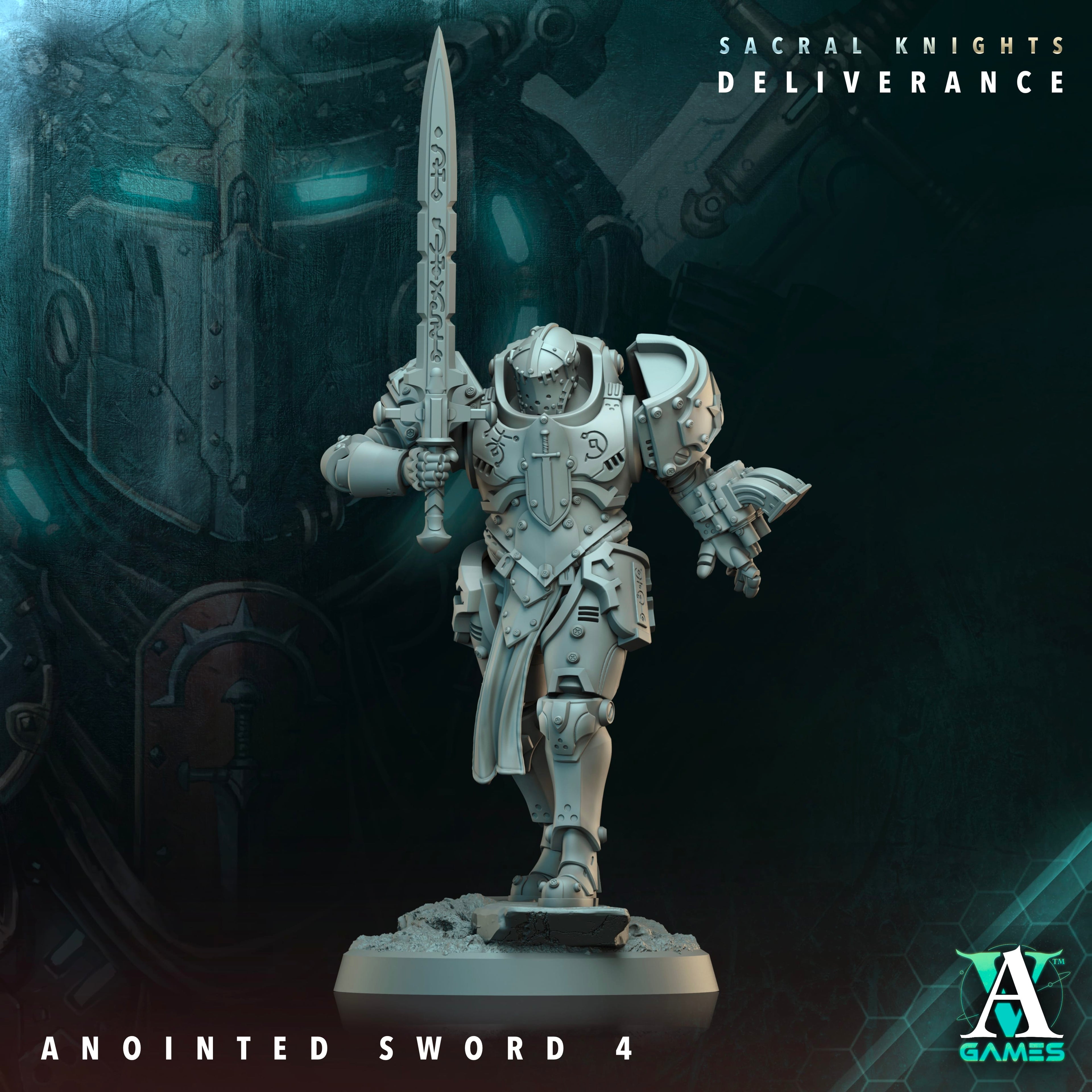 3D Printed Archvillain Games Anointed Swords Sacral Knights Deliverance 28 32mm D&D