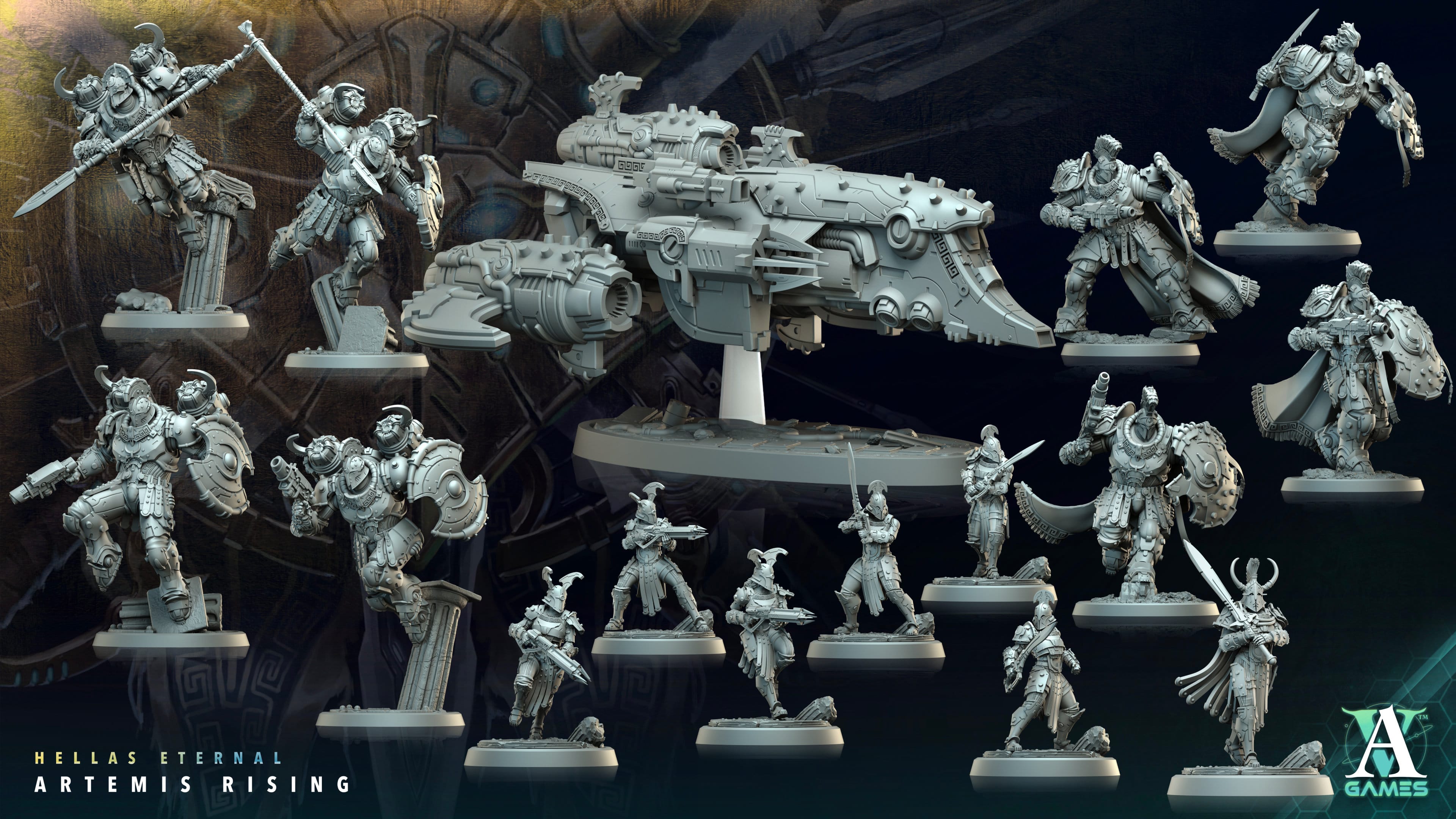3D Printed Archvillain Games Apex Predator Artemis Predators Hellas Eternal Artemis Rising 28 32mm D&D