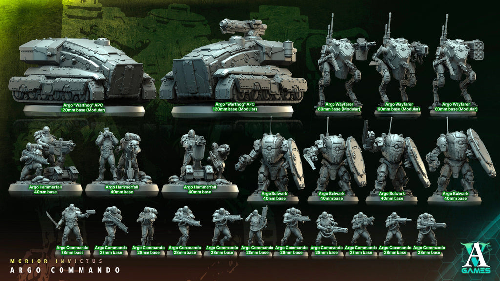 3D Printed Archvillain Games Argo Warthog APC Morior Invictus Argo Commando 28 32mm D&D
