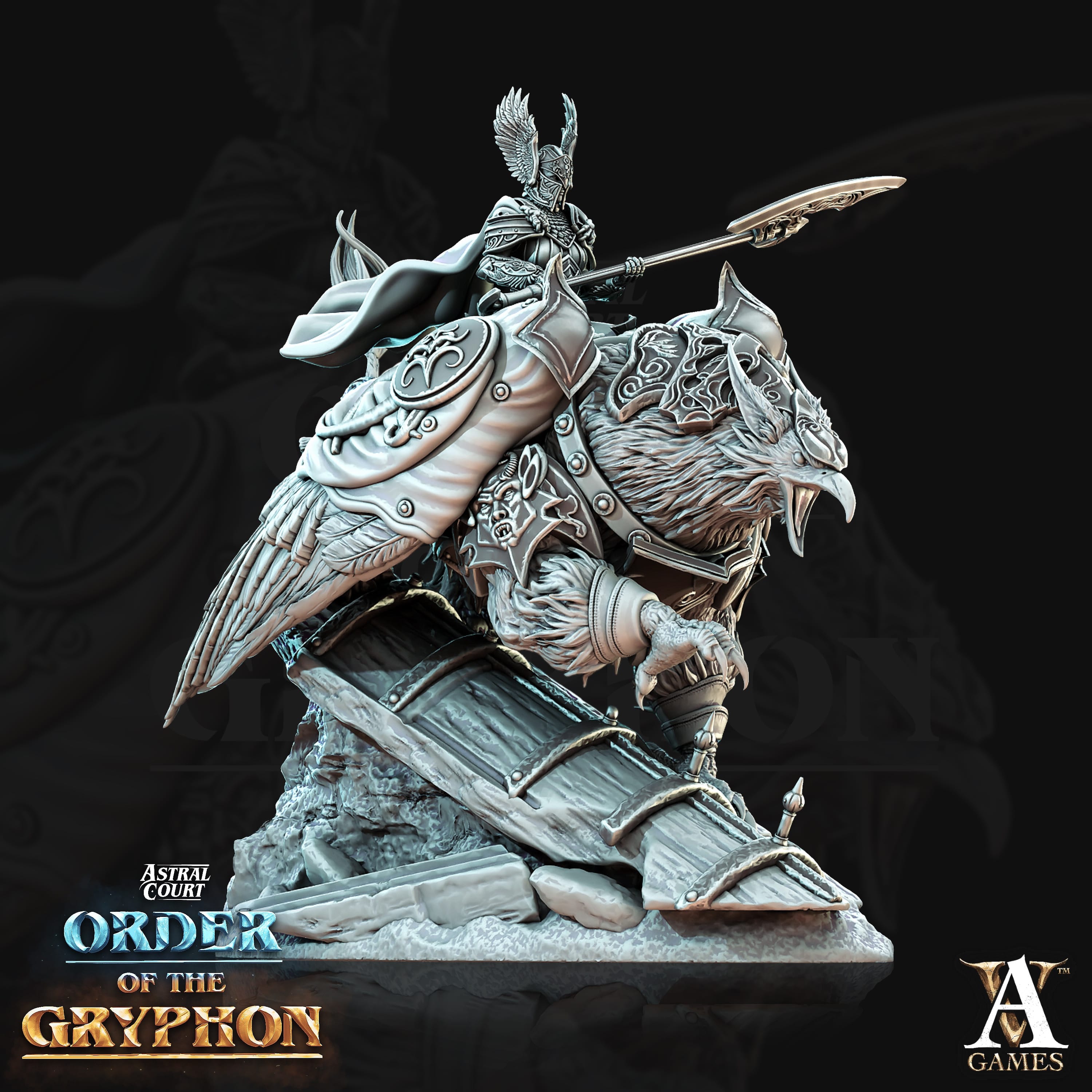 3D Printed Archvillain Games Astral Court Order of the Gryphon - Astral Gryphon Riders 28mm 32mm D&D