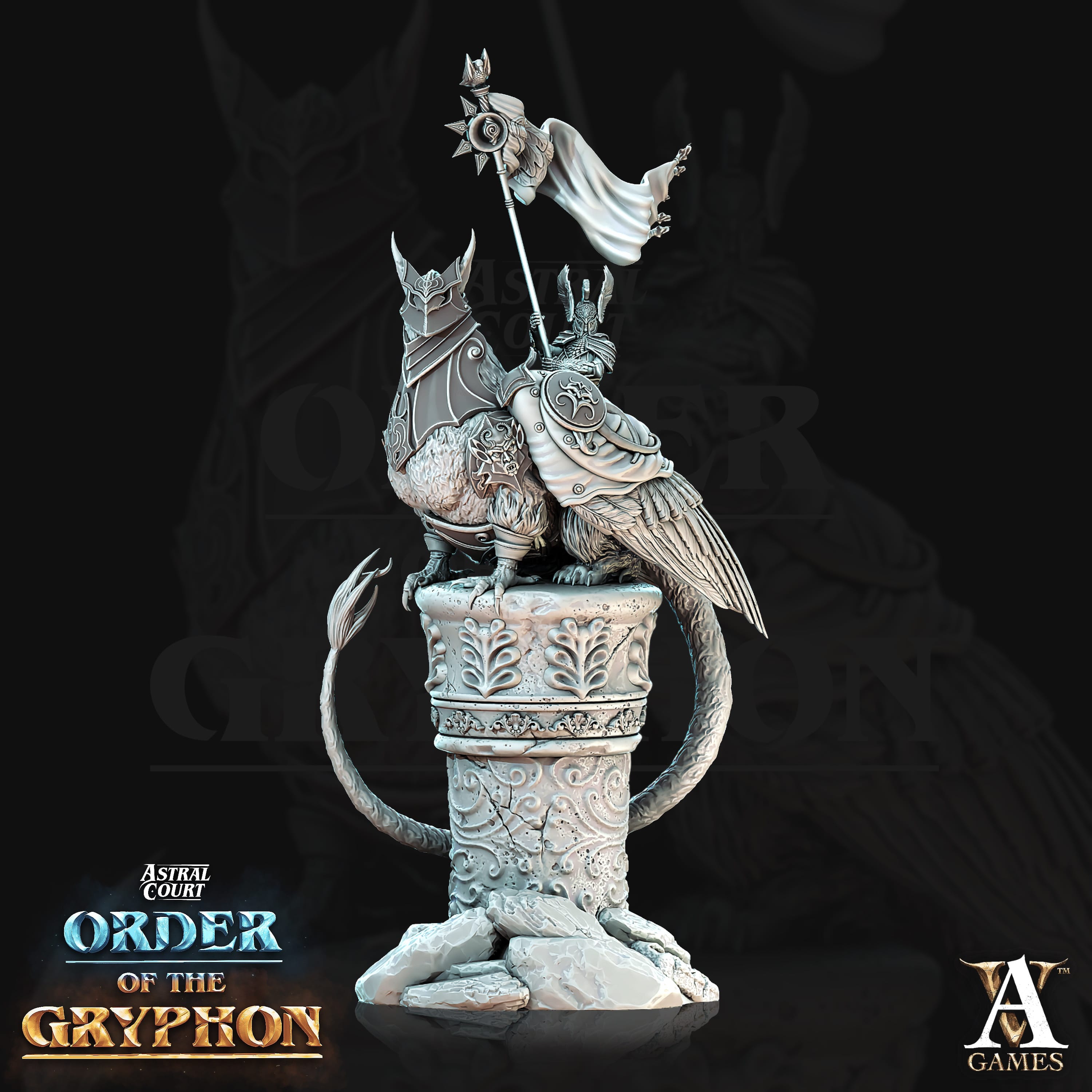 3D Printed Archvillain Games Astral Court Order of the Gryphon - Astral Gryphon Riders 28mm 32mm D&D
