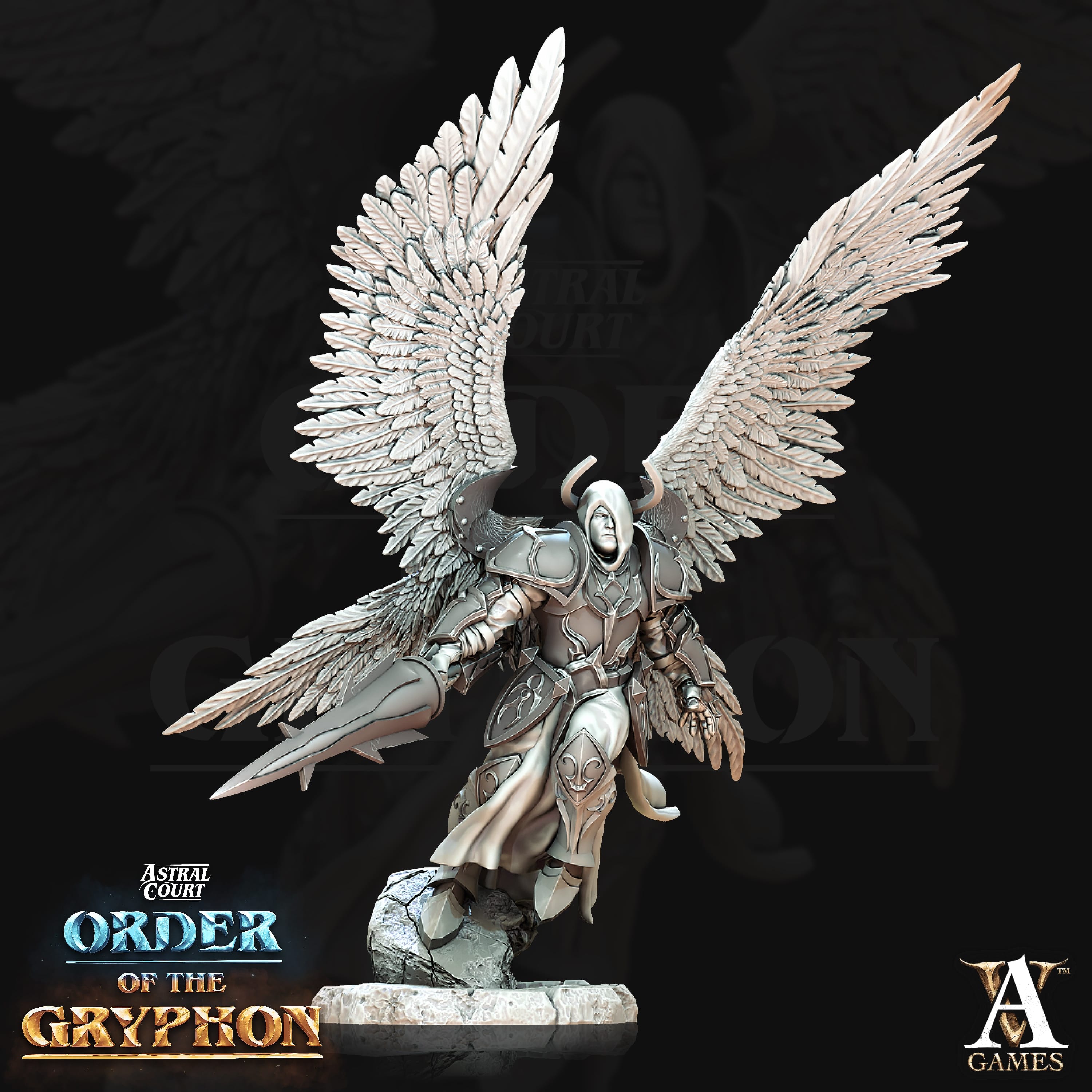 3D Printed Archvillain Games Astral Court Order of the Gryphon - Justiciar Angels Male 28mm 32mm D&D