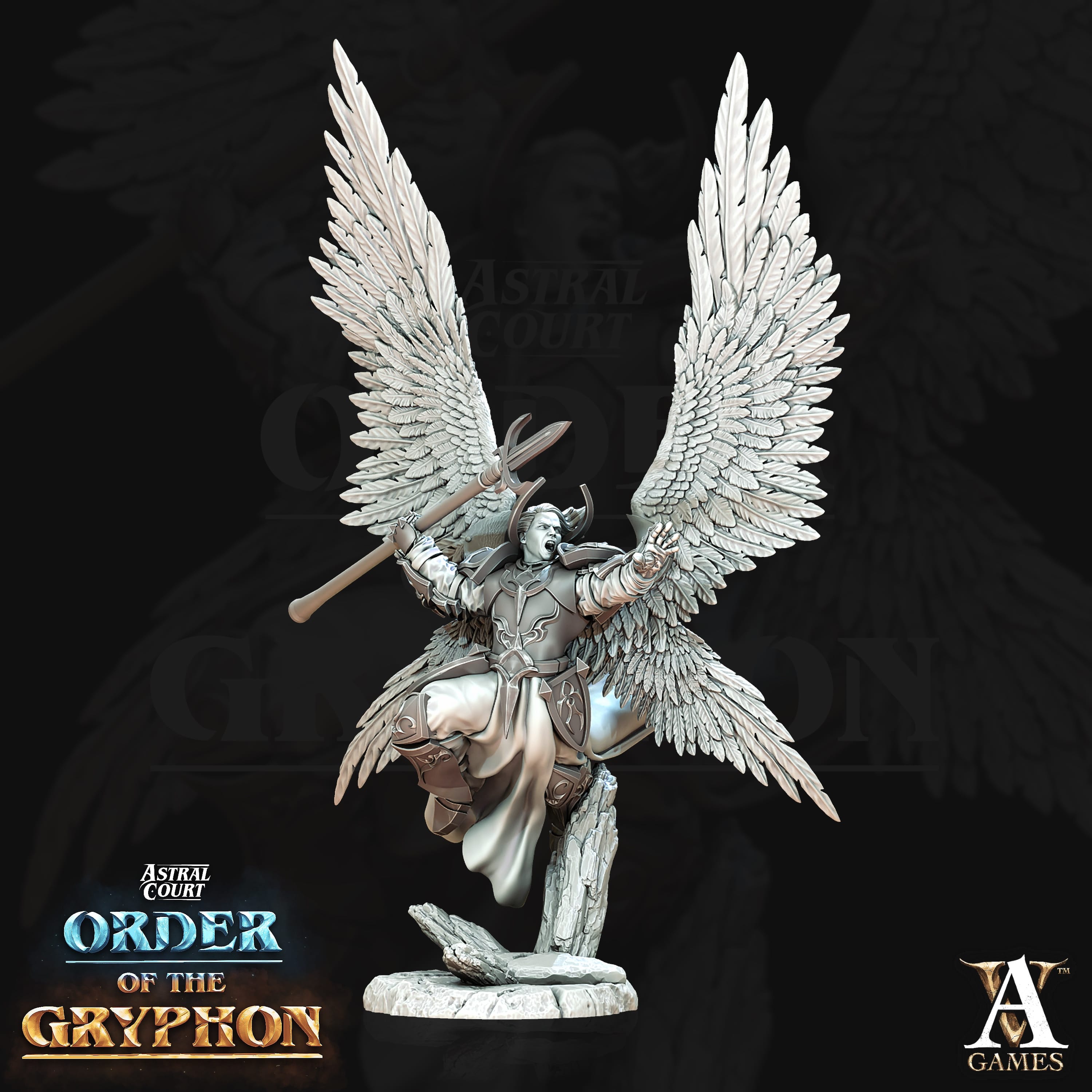 3D Printed Archvillain Games Astral Court Order of the Gryphon - Justiciar Angels Male 28mm 32mm D&D