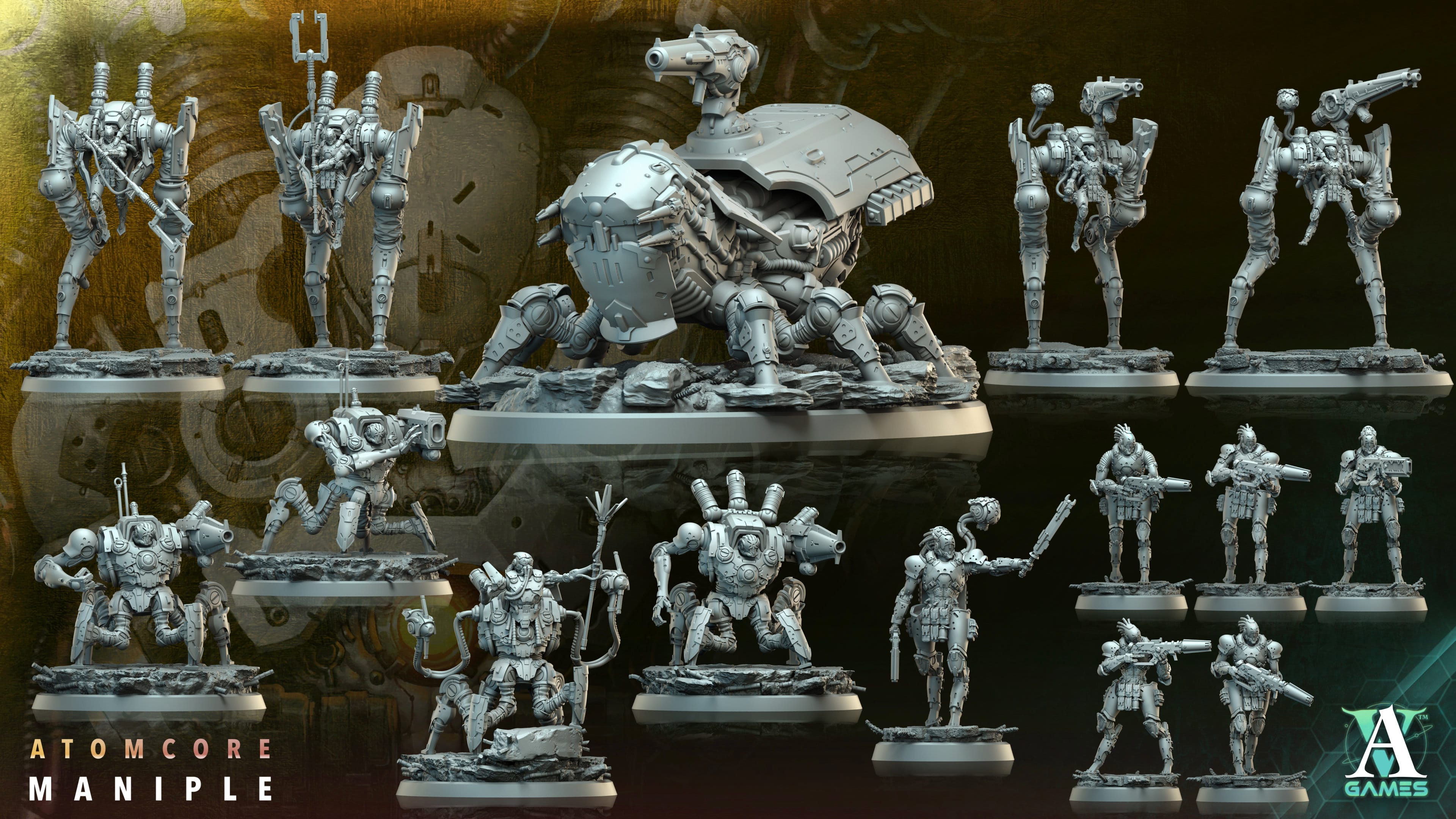 3D Printed Archvillain Games Atomcore Obliterator Atomcore Maniple 28 32mm D&D