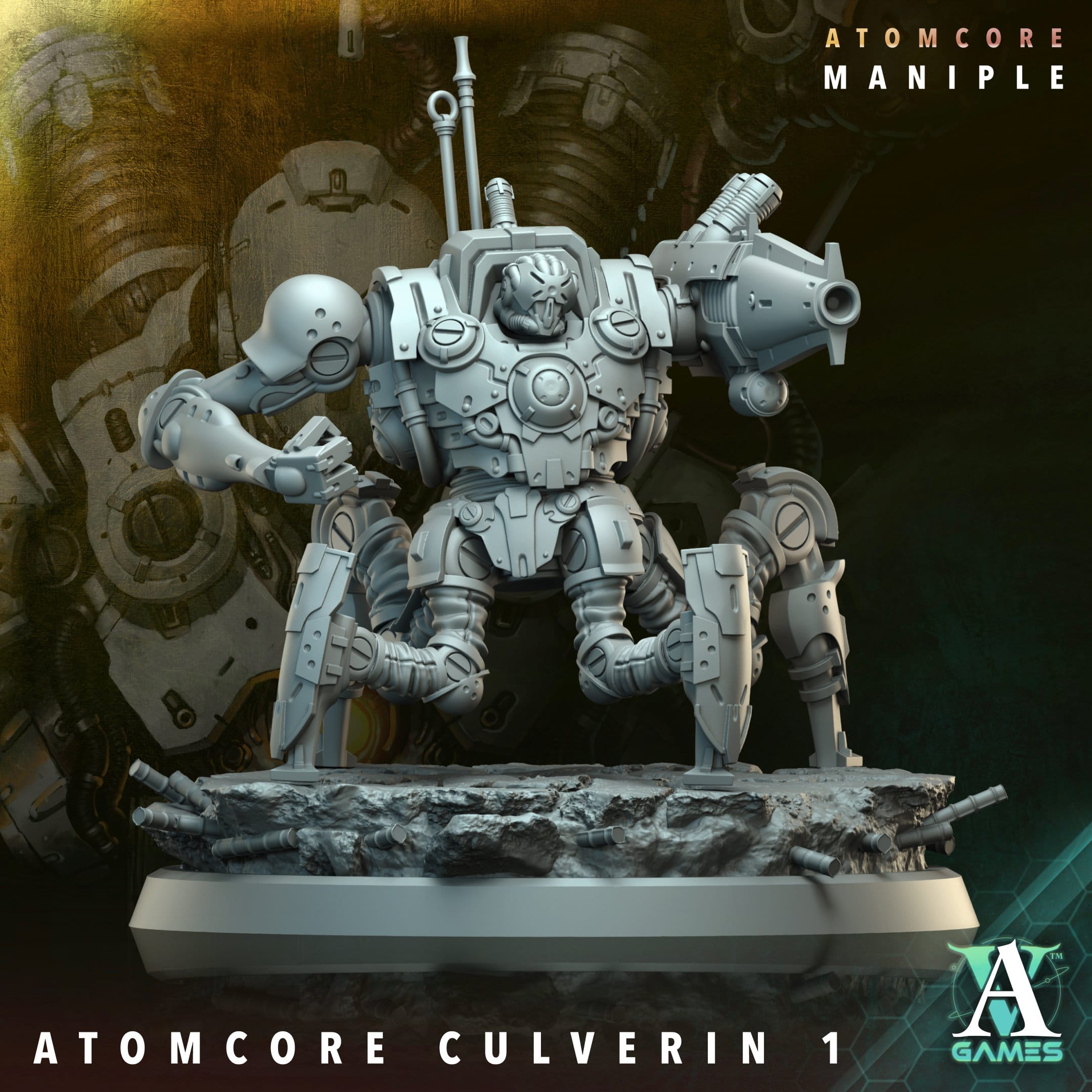 3D Printed Archvillain Games Atomcore Culverin Atomcore Maniple 28 32mm D&D
