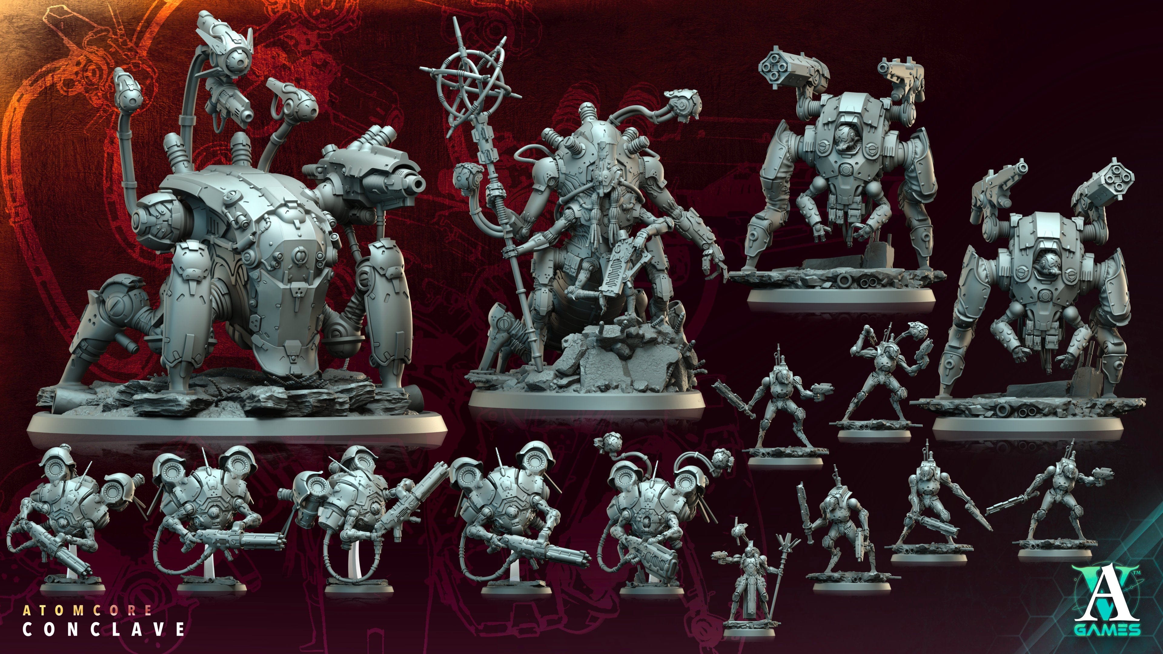 3D Printed Archvillain Games Atomcore Fortress Atomcore Conclave 28 32mm D&D