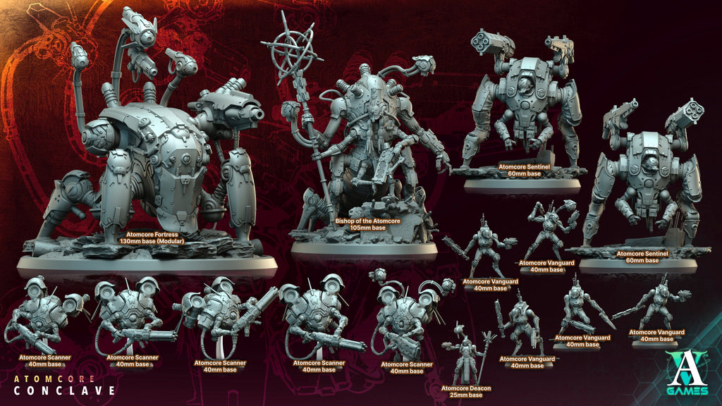 3D Printed Archvillain Games Atomcore Scanner Atomcore - Conclave 28 32mm D&D