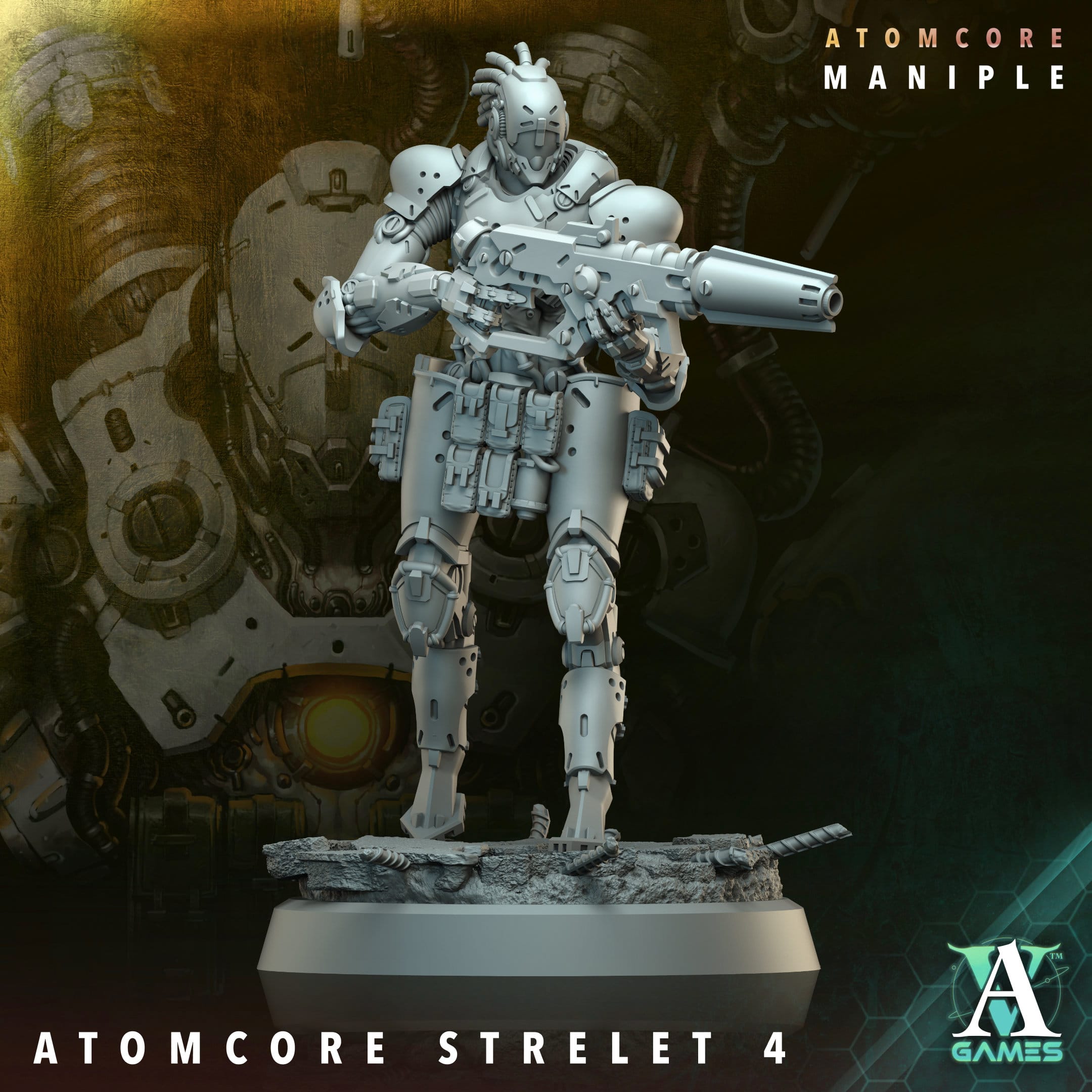 3D Printed Archvillain Games Atomcore Strelets Prospector Atomcore Maniple 28 32mm D&D