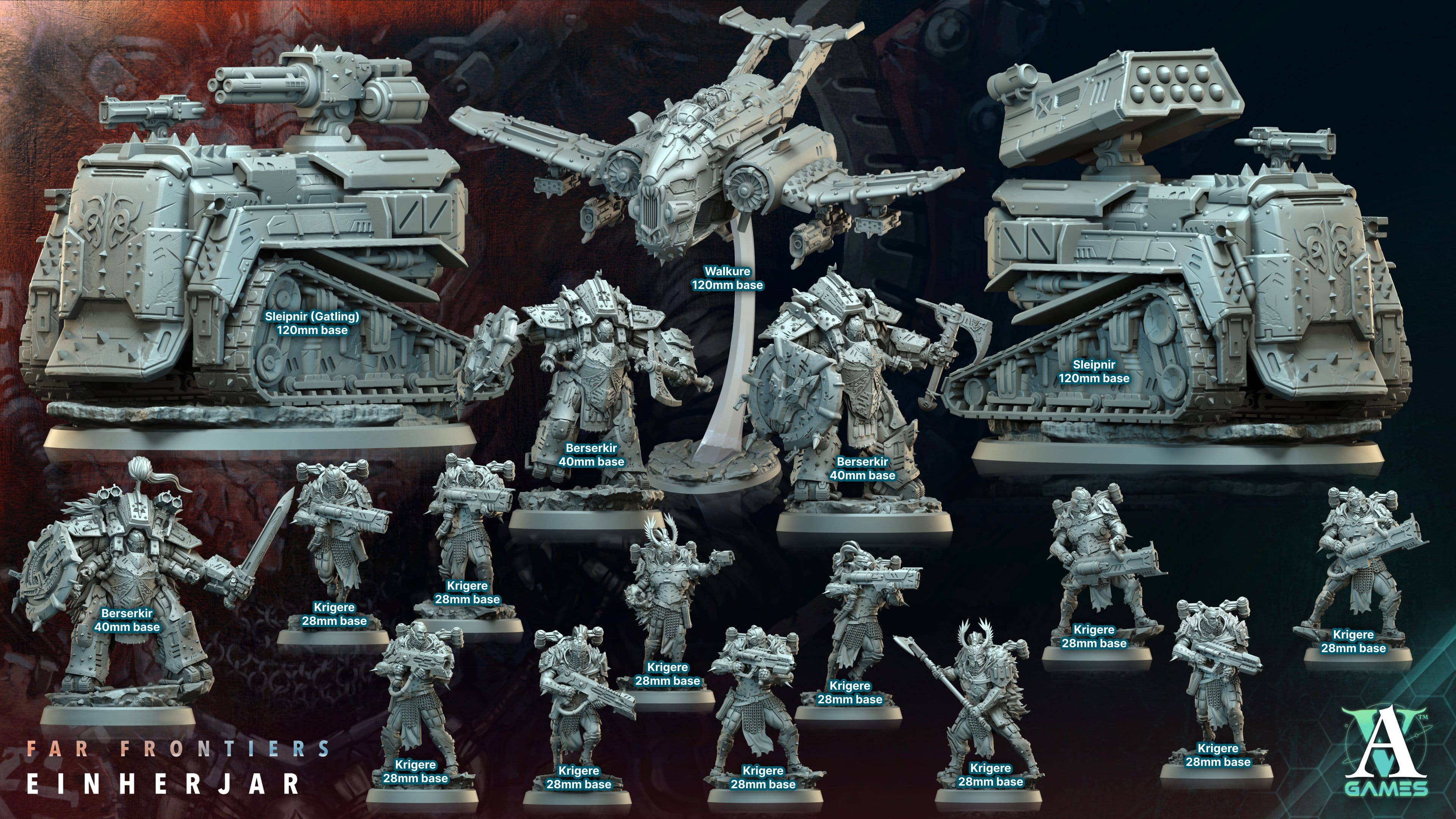 3D Printed Archvillain Games Walkure Far Frontiers Einherjar 28 32mm D&D