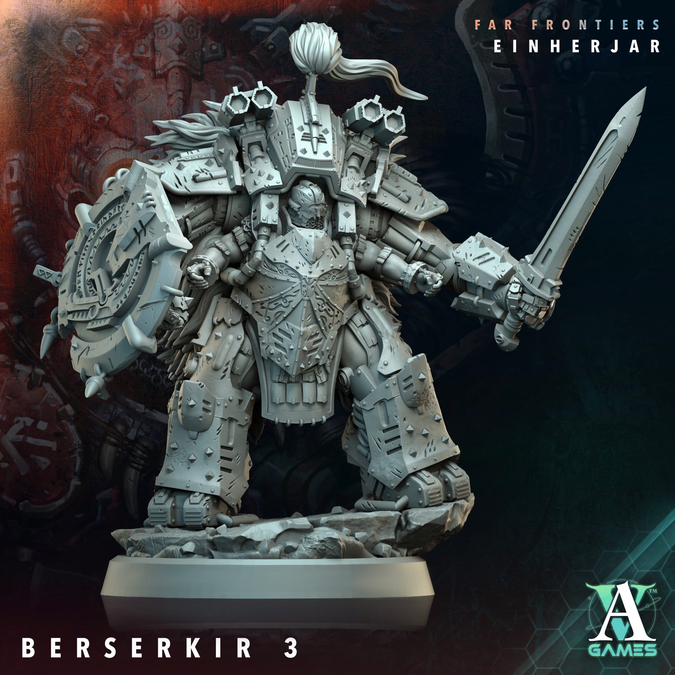 3D Printed Archvillain Games Berserkir Far Frontiers Einherjar 28 32mm D&D