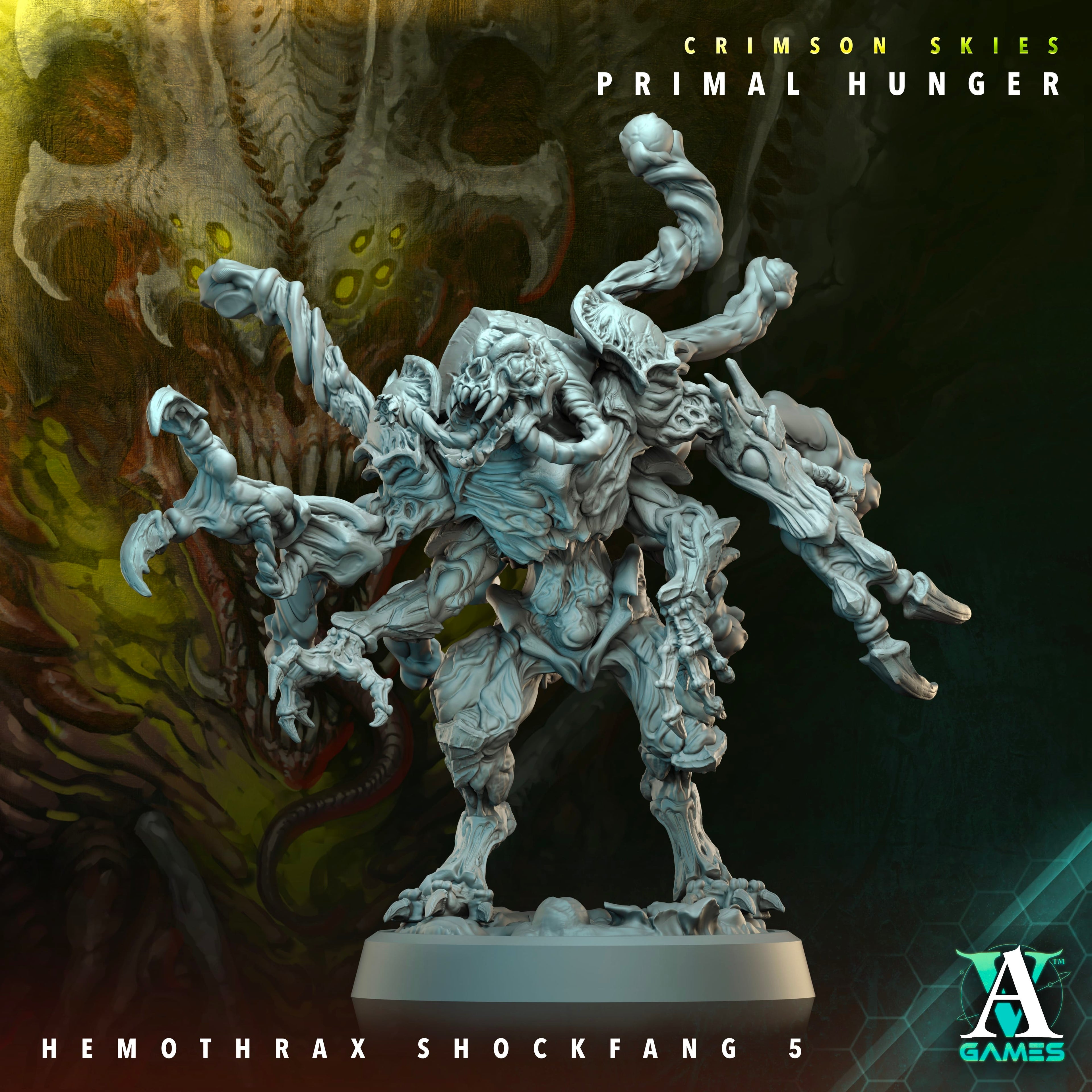 3D Printed Archvillain Games Crimson Skies Primal Hunger- Hemothrax Shockfang 28mm 32mm D&D