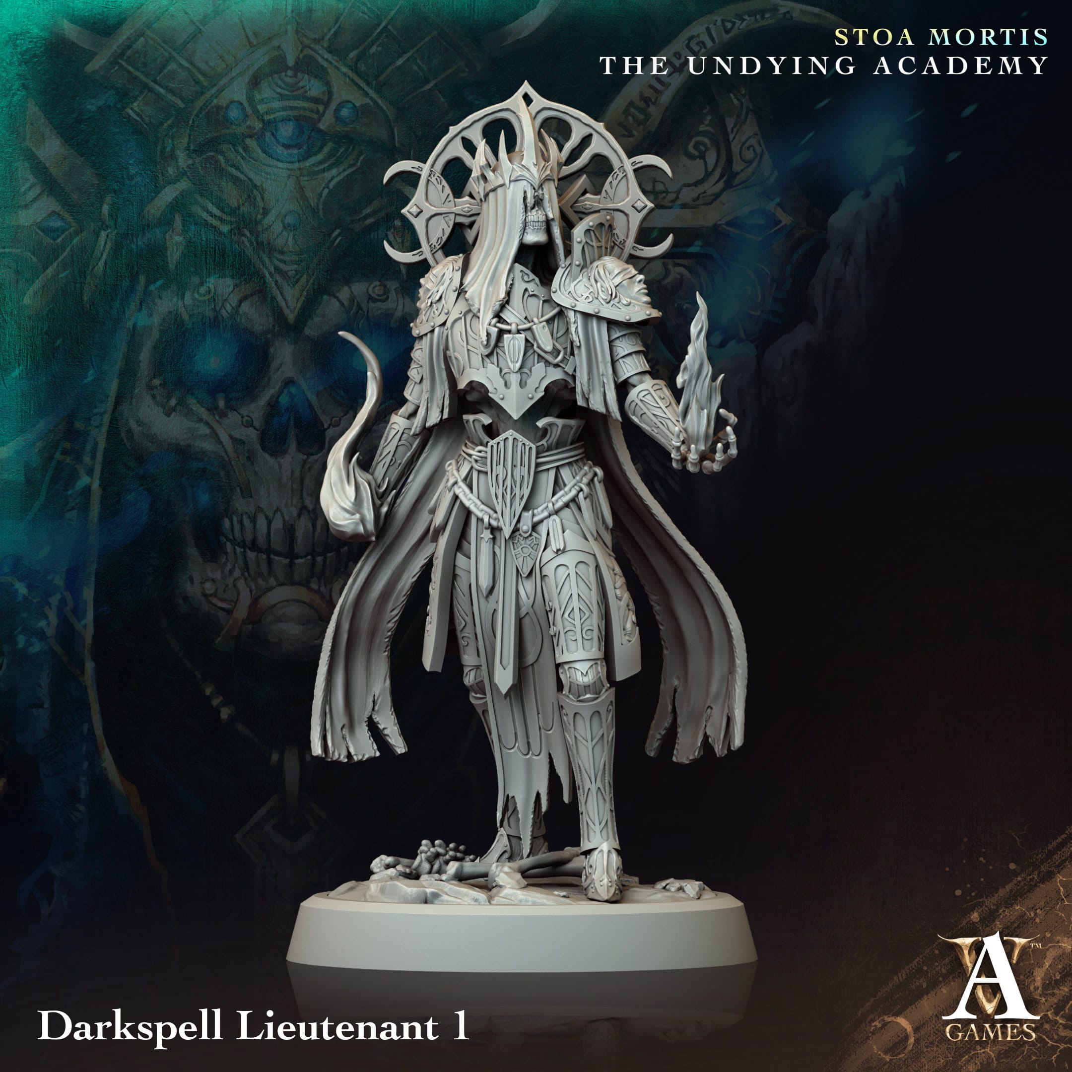 3D Printed Archvillain Games Darkspell Lieutenant Stoa Mortis The Undying Academy
