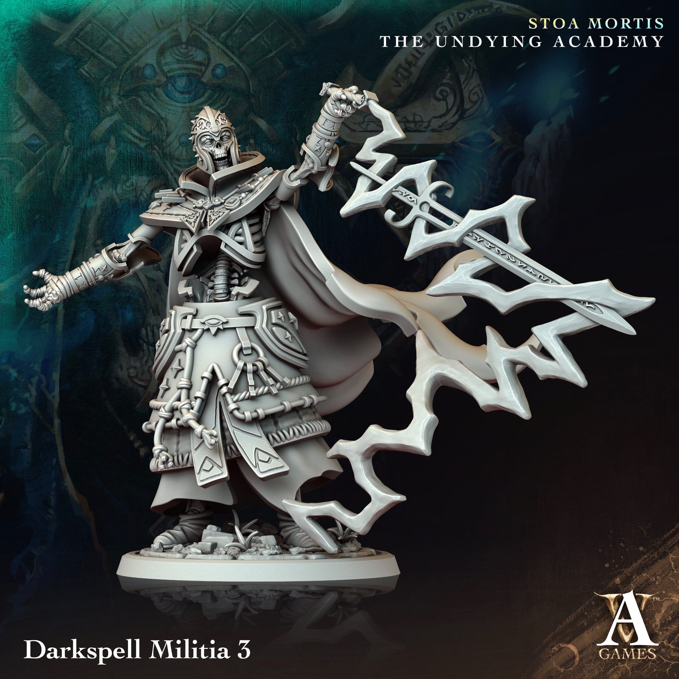 3D Printed Archvillain Games Darkspell Militia Stoa Mortis The Undying Academy