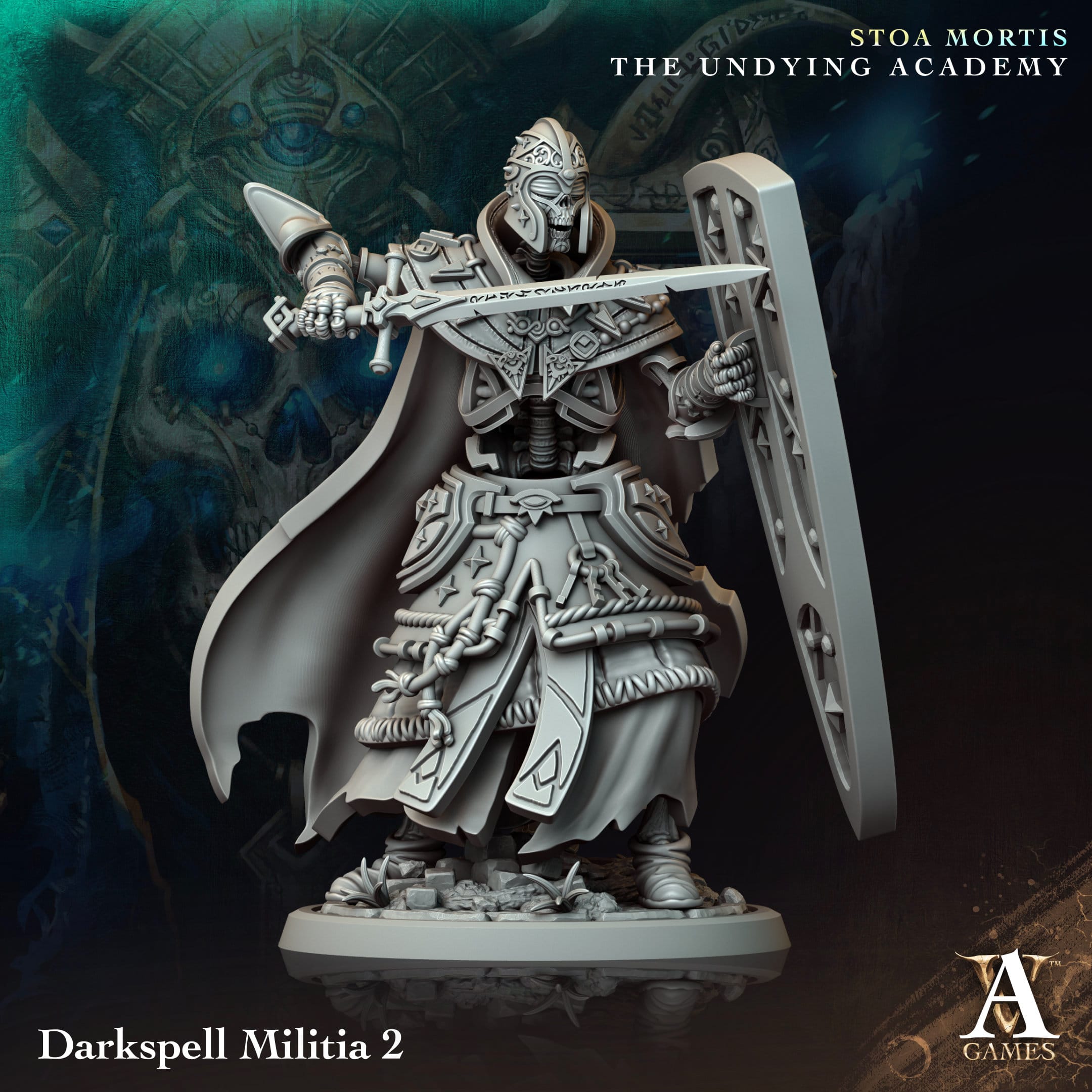 3D Printed Archvillain Games Darkspell Militia Stoa Mortis The Undying Academy
