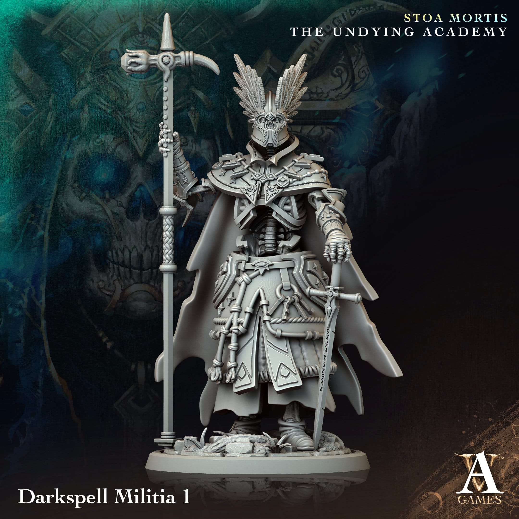 3D Printed Archvillain Games Darkspell Militia Stoa Mortis The Undying Academy