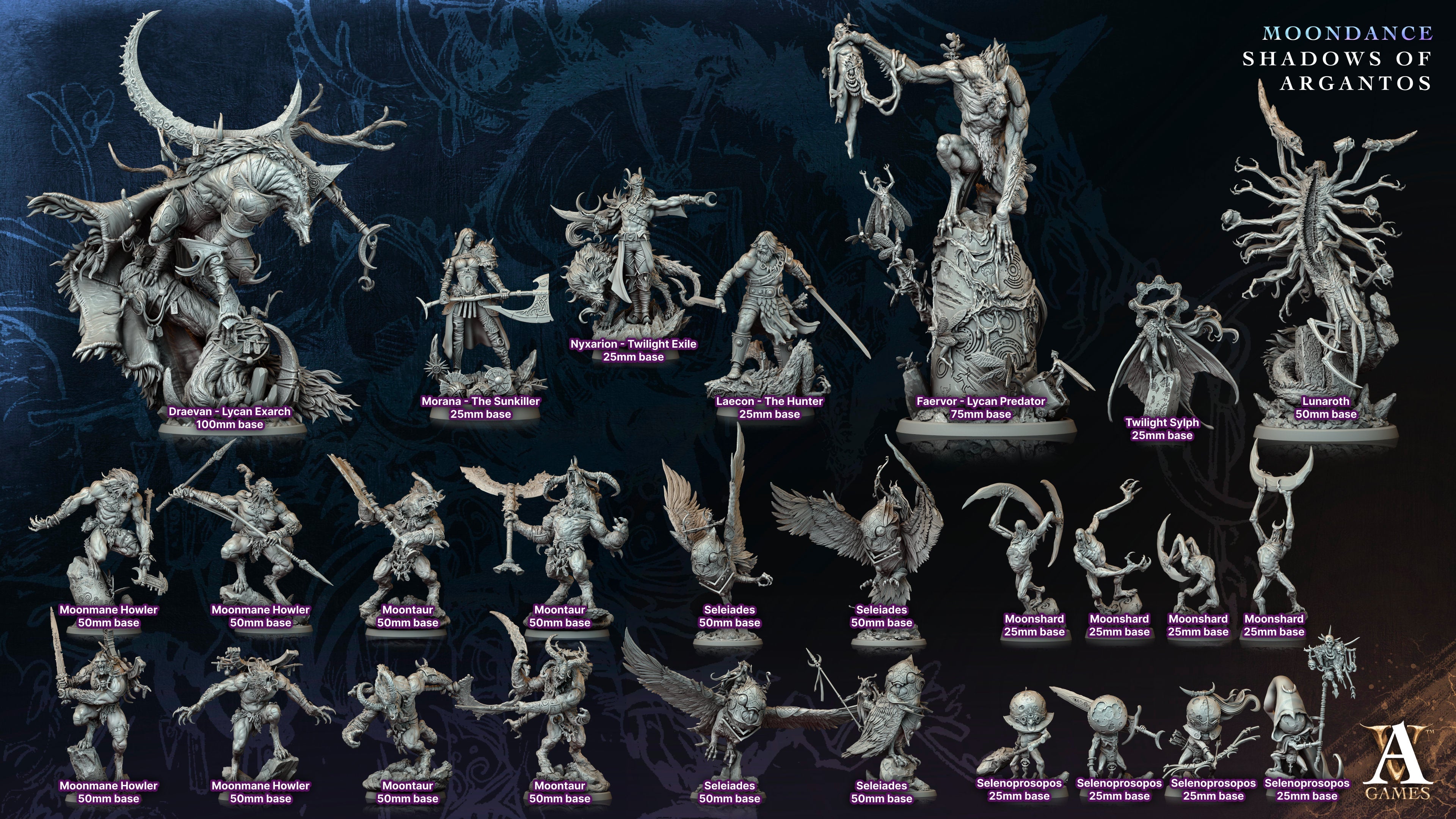3D Printed Archvillain Games Moonshard Moondance - Shadows of Argantos 28 32mm D&D