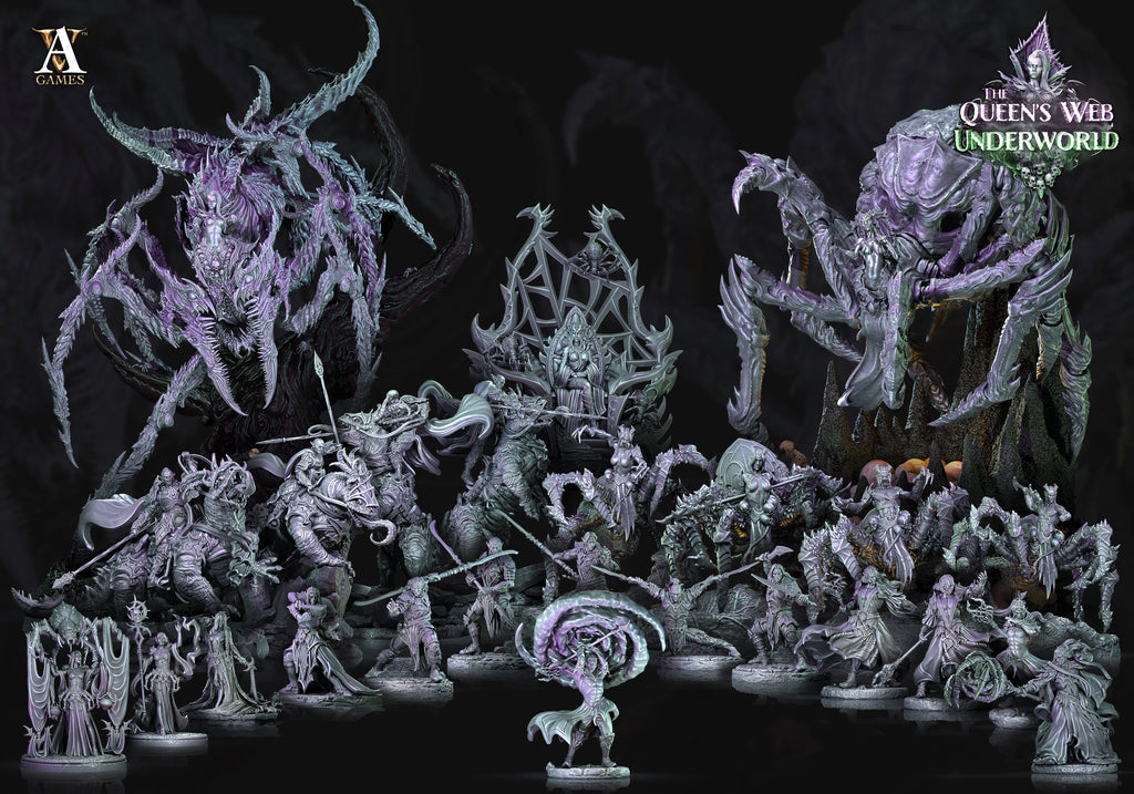 3D Printed Archvillain Games Drokzok Riders The Queen's Web Underworld 28 32mm D&D