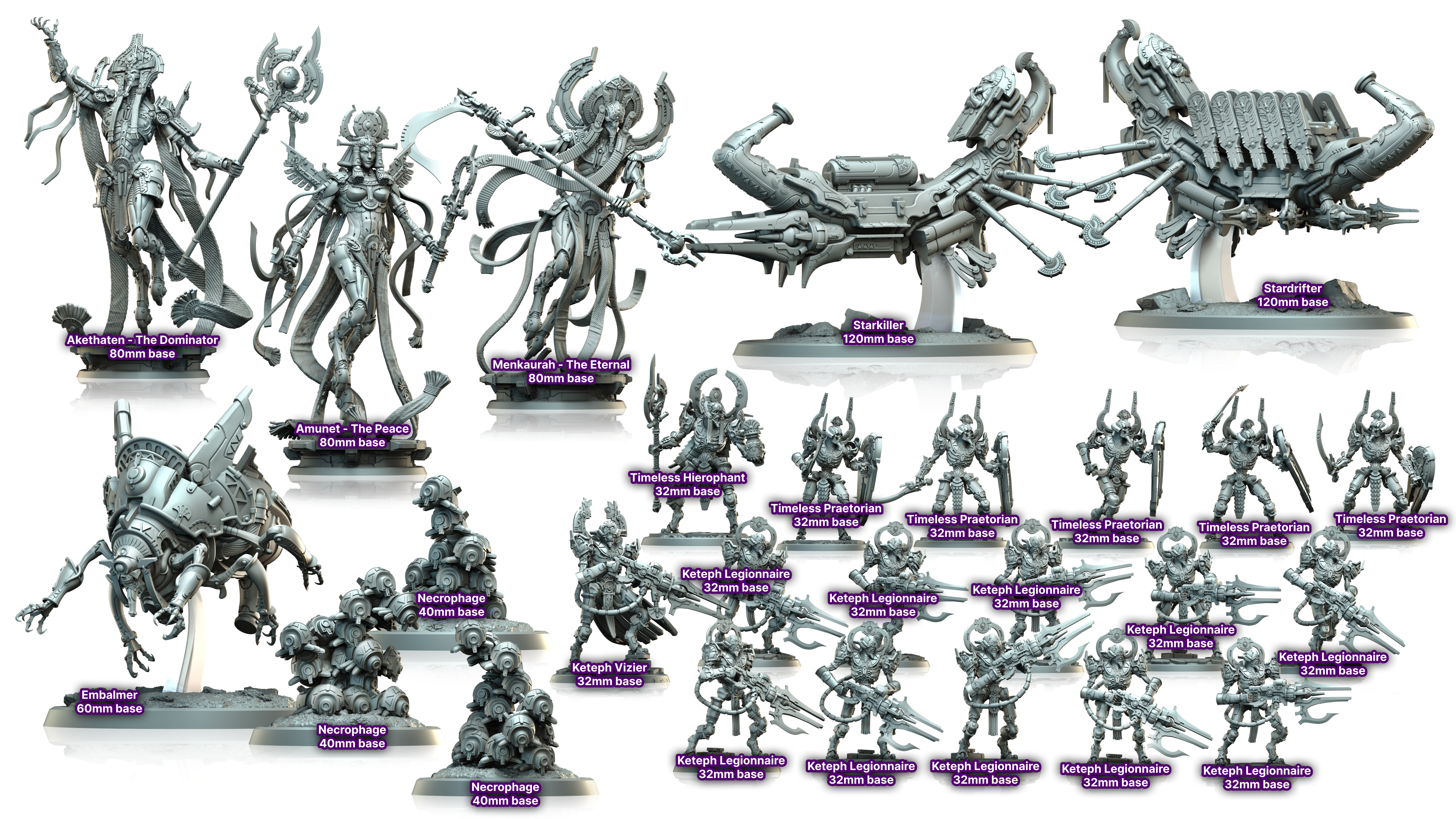 3D Printed Archvillain Games Timeless Trinity Empire of Stars Timeless Trinity 28 32mm D&D