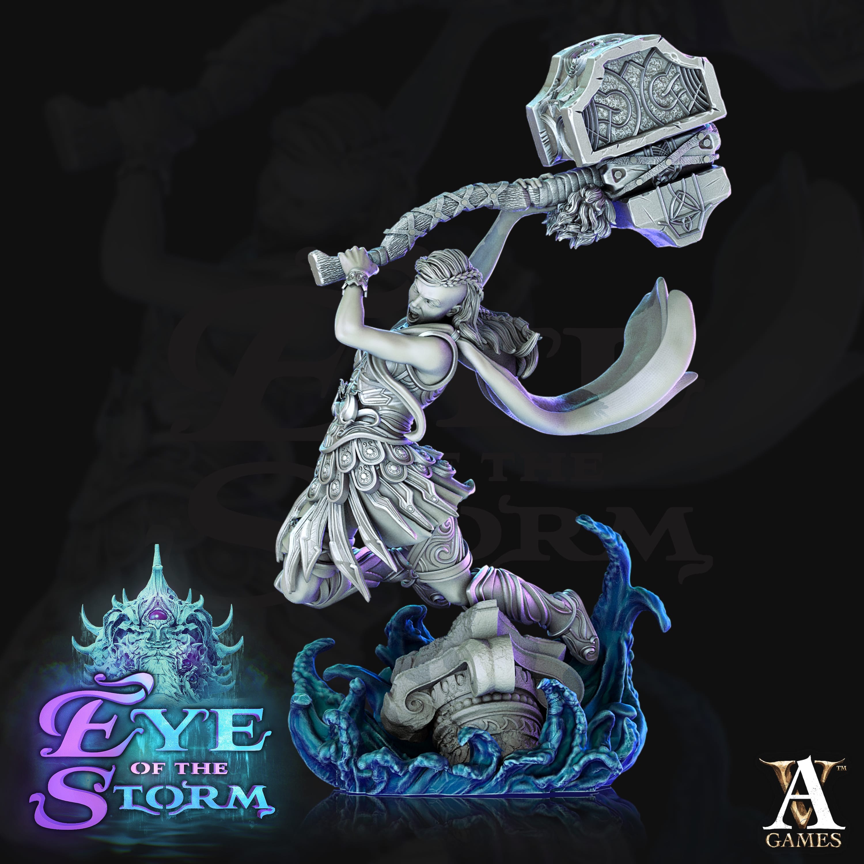 3D Printed Archvillain Games Eye of the Storm - Storm Giant Battlemaidens 28mm 32mm D&D