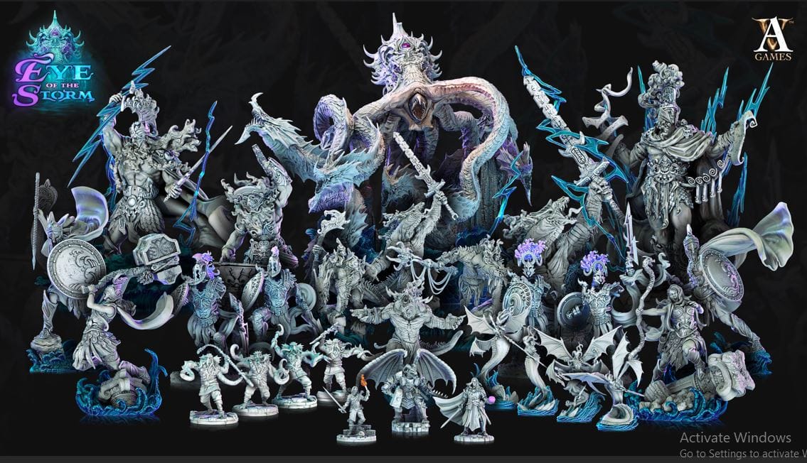 3D Printed Archvillain Games Eye of the Storm - Storm Trolls 28mm 32mm D&D