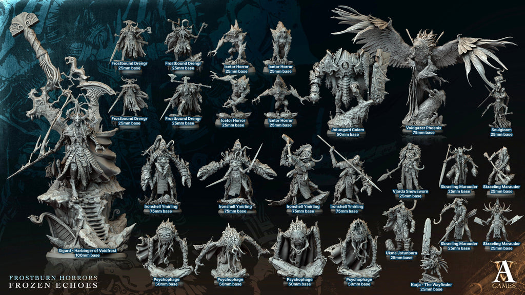 3D Printed Archvillain Games Ironshell Ymirling Frostburn Horrors Frozen Echoes 28 32mm D&D