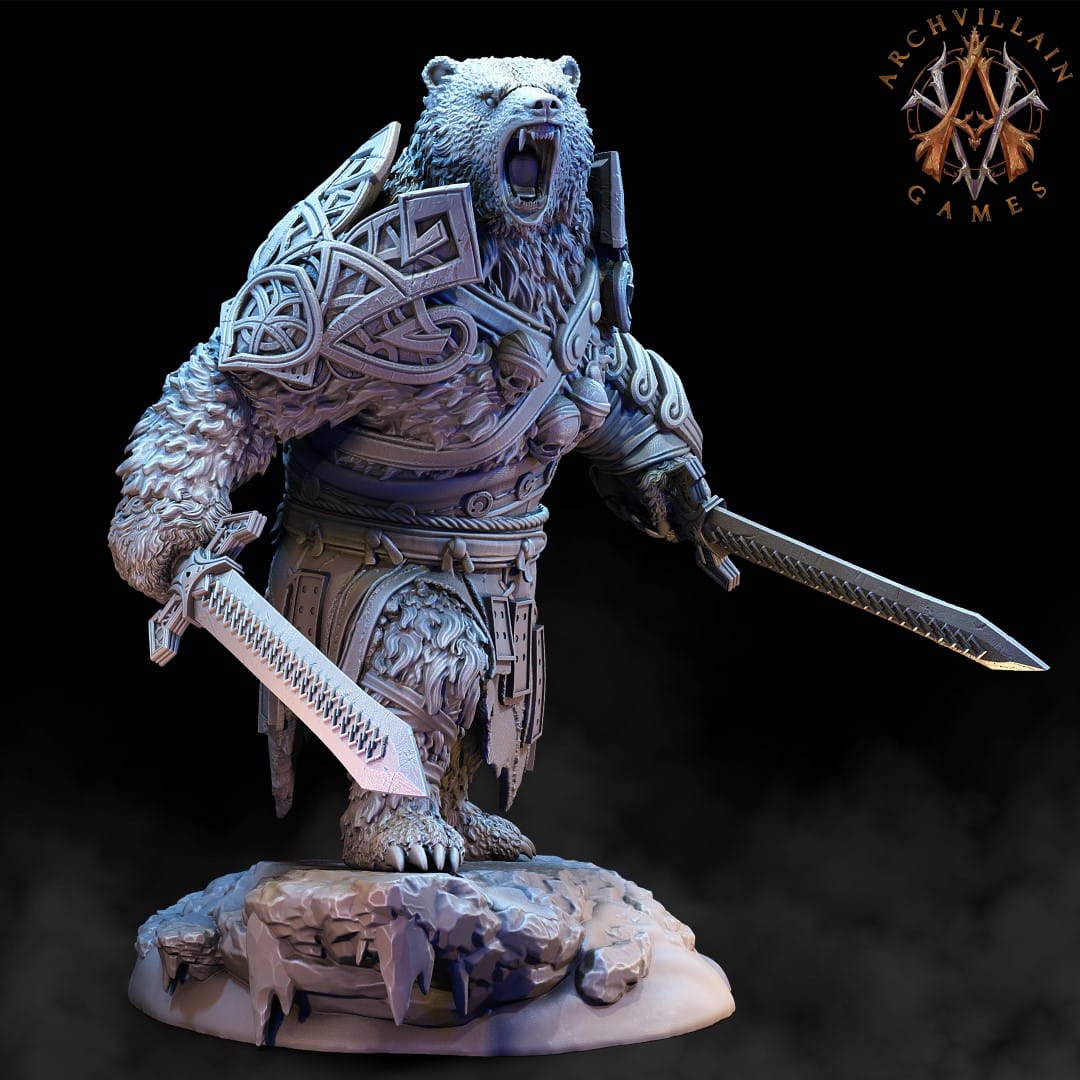 3D Printed Archvillain Games Frostburn Horrors - Bear Vanguard 28mm 32mm D&D