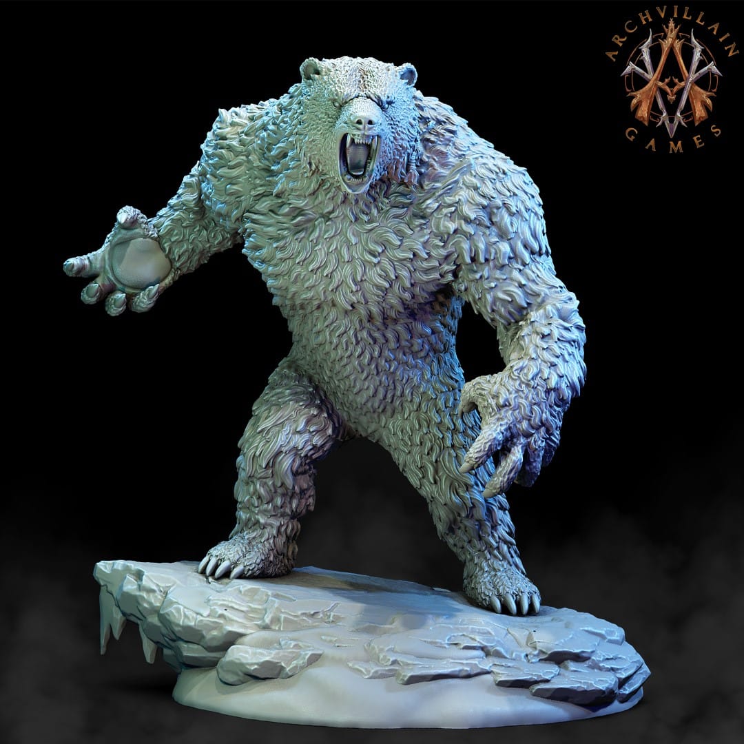 3D Printed Archvillain Games Frostburn Horrors - Bear Vanguard 28mm 32mm D&D
