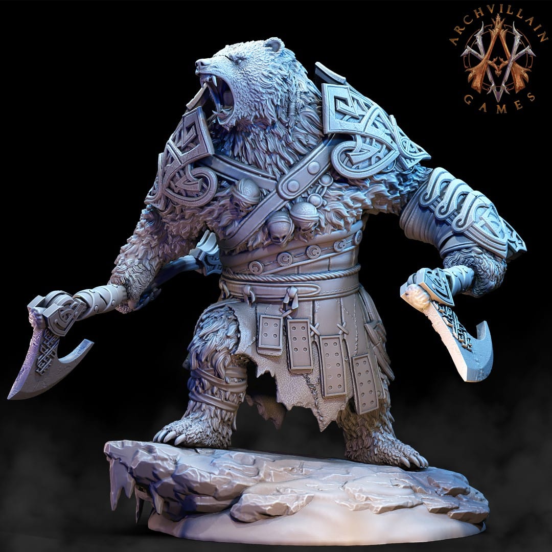 3D Printed Archvillain Games Frostburn Horrors - Bear Vanguard 28mm 32mm D&D