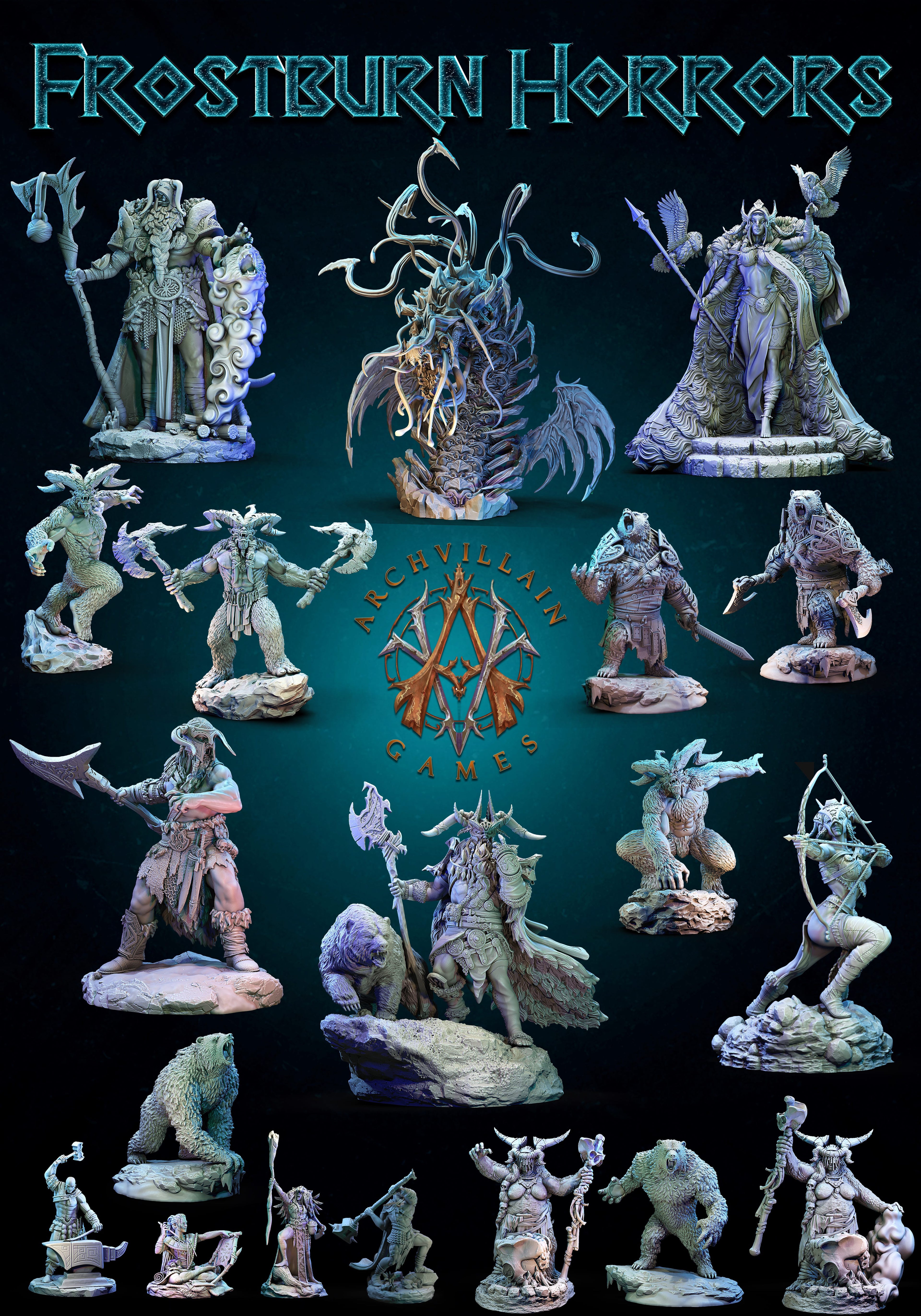 3D Printed Archvillain Games Frostburn Horrors - Frost Giant Shaman 28mm 32mm D&D