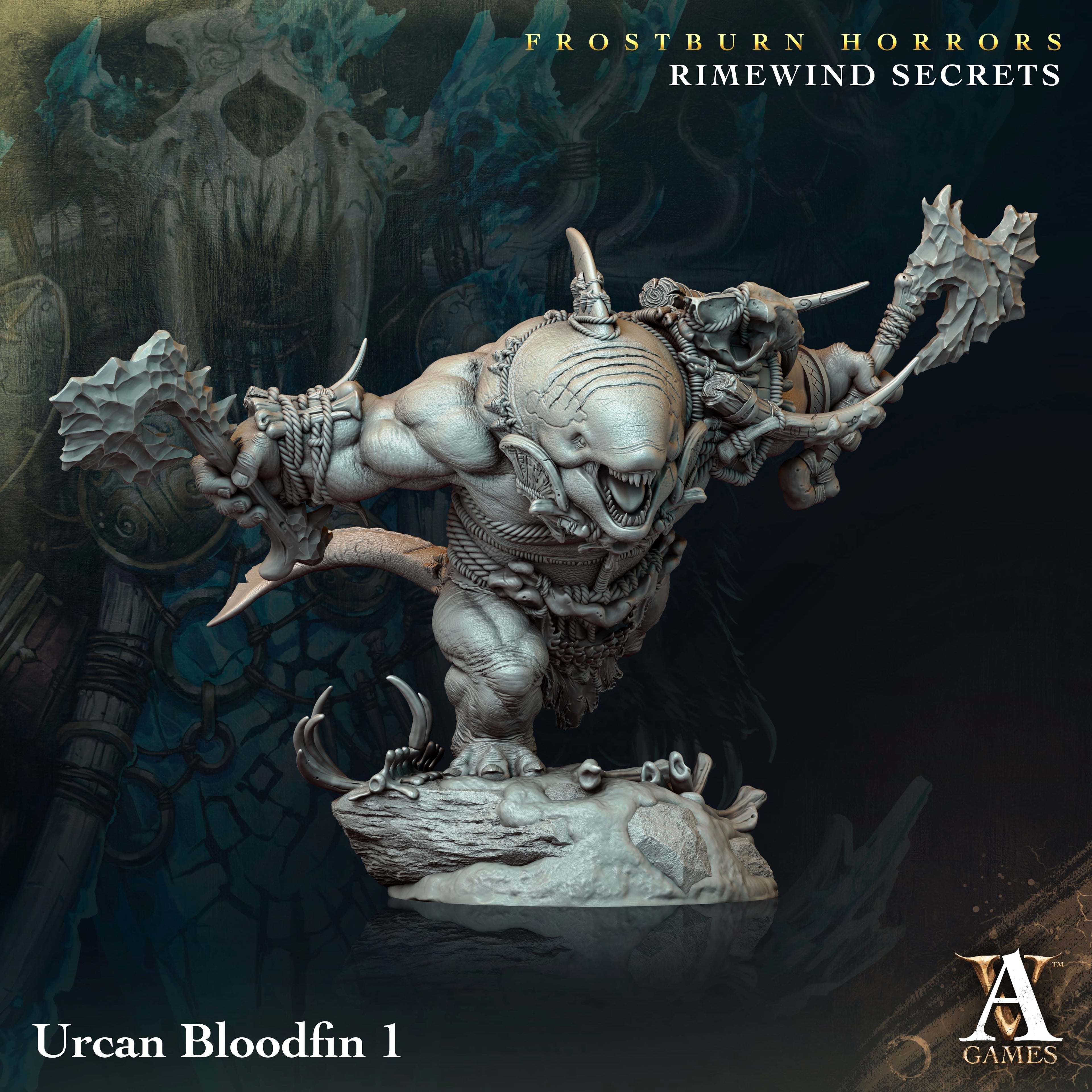 3D Printed Archvillain Games Frostburn Horrors Rimewind Secrets - Urcan Bloodfin 28mm 32mm D&D