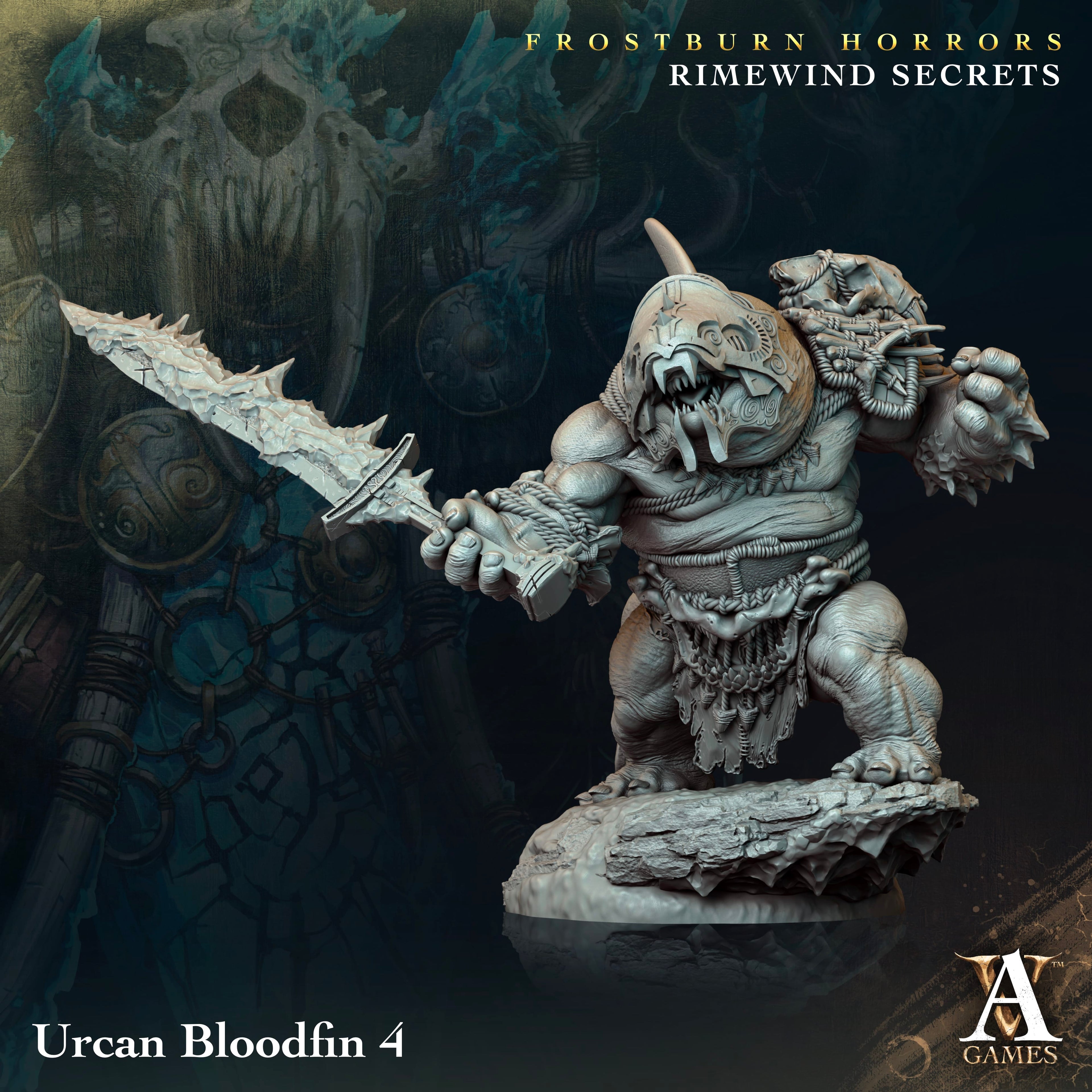 3D Printed Archvillain Games Frostburn Horrors Rimewind Secrets - Urcan Bloodfin 28mm 32mm D&D