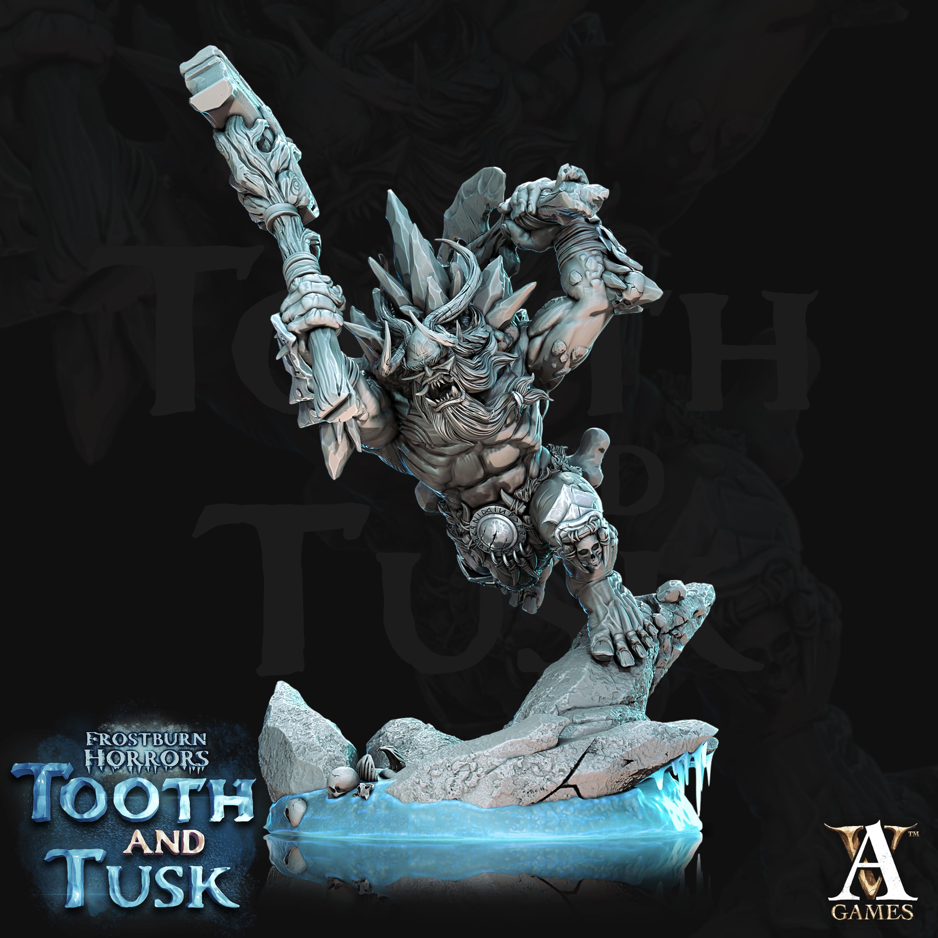 3D Printed Archvillain Games Frostburn Horrors Tooth and Tusk - Ice Trolls 28mm 32mm D&D
