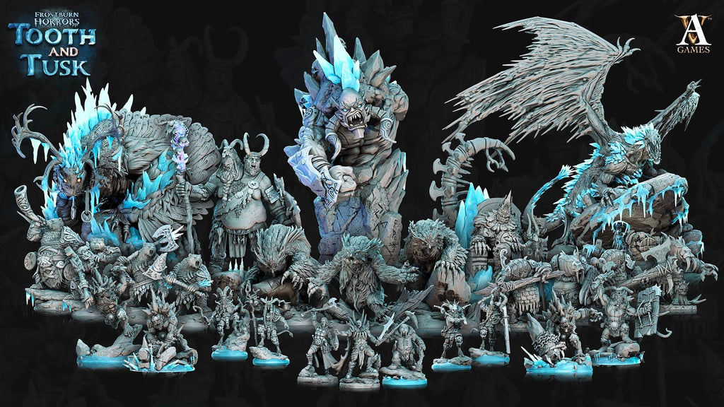 3D Printed Archvillain Games Frostburn Horrors Tooth and Tusk - Sligo - Ice Troll King 28mm 32mm D&D