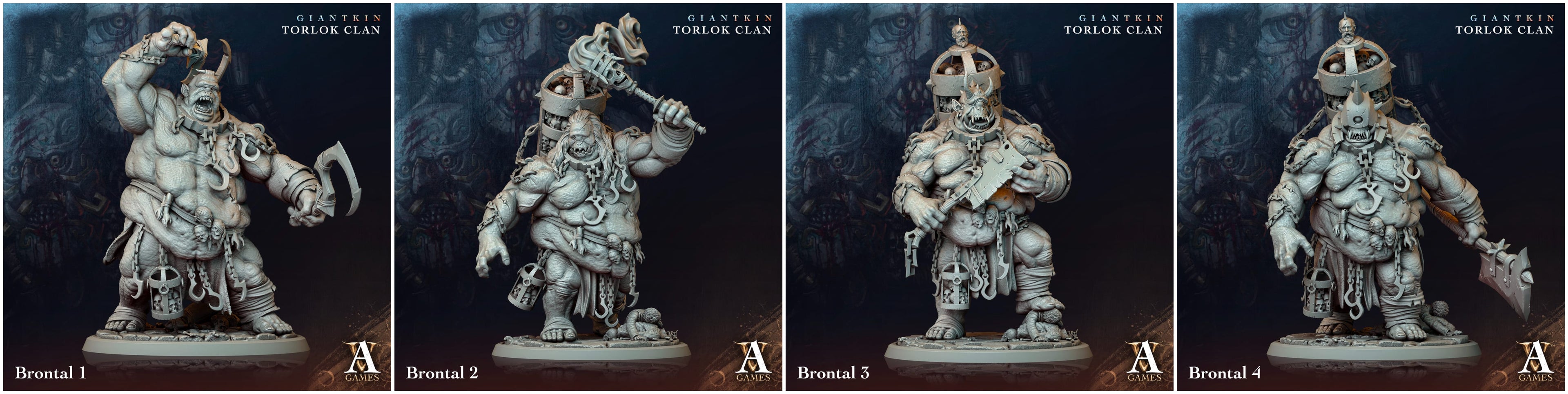 3D Printed Archvillain Games Giantkin - Torlok Clan Brontal 28 32mm D&D