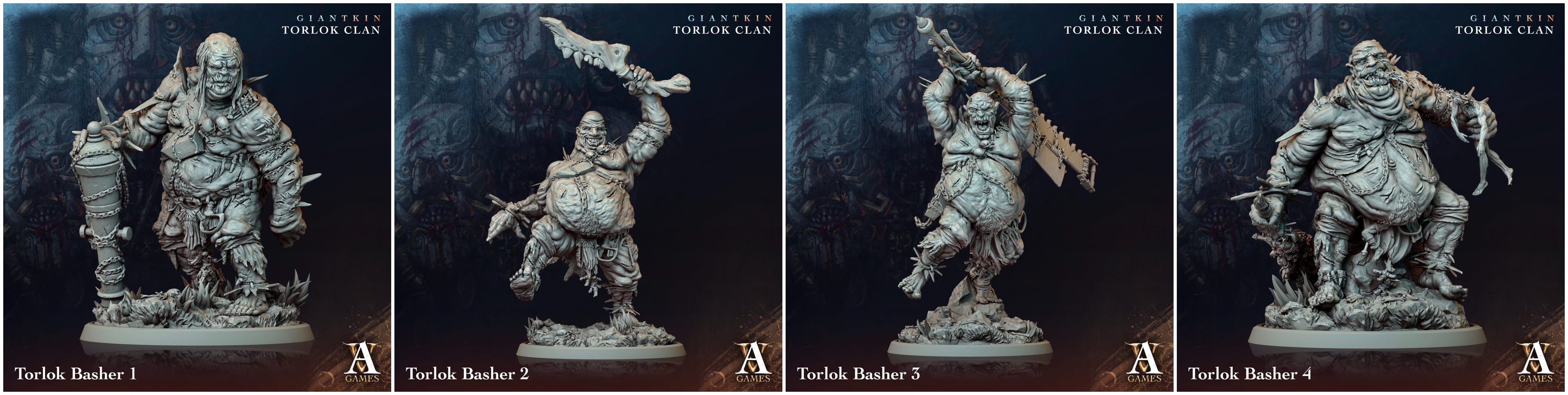 3D Printed Archvillain Games Giantkin - Torlok Clan Torlok Basher 28 32mm D&D