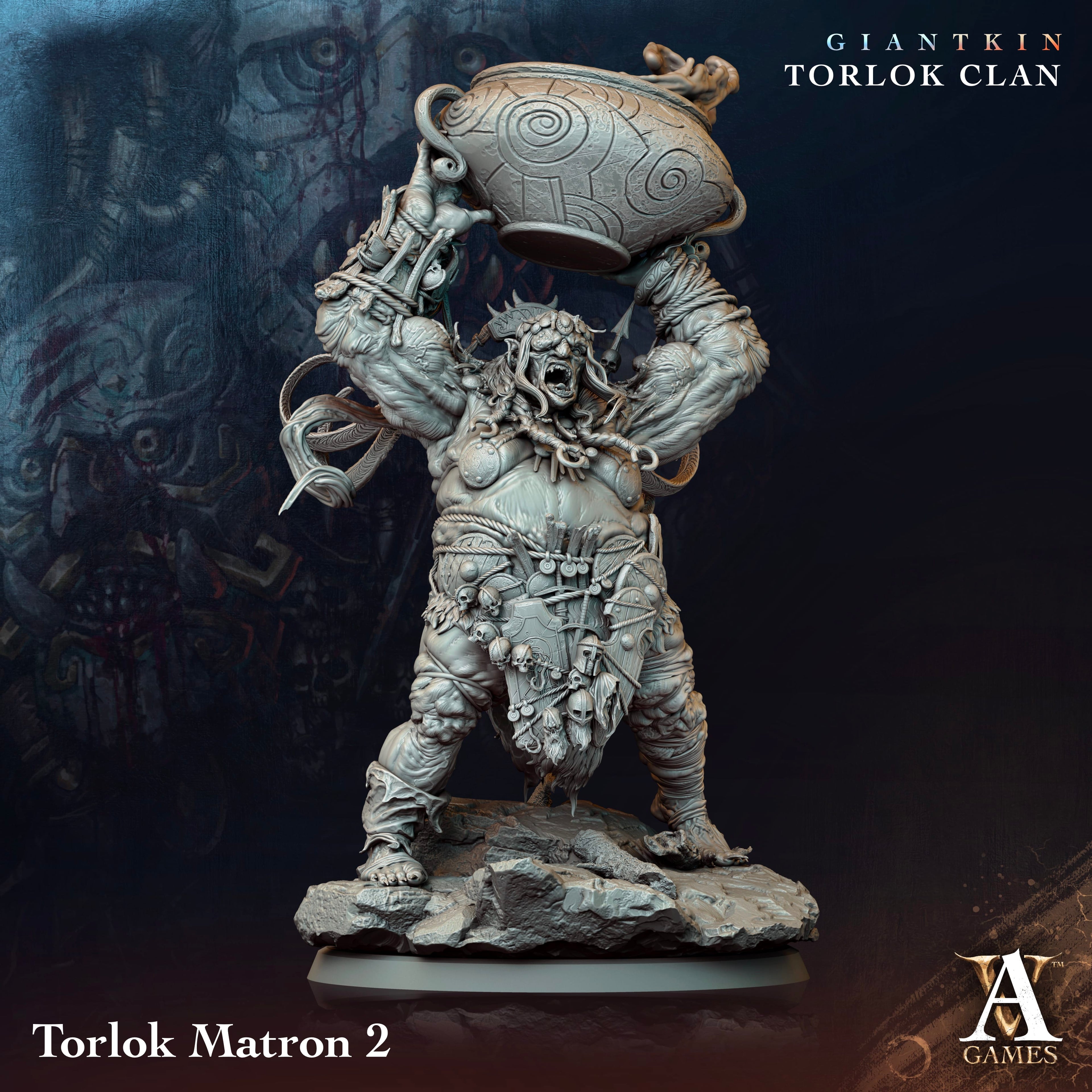 3D Printed Archvillain Games Giantkin - Torlok Clan Torlok Matron 28 32mm D&D