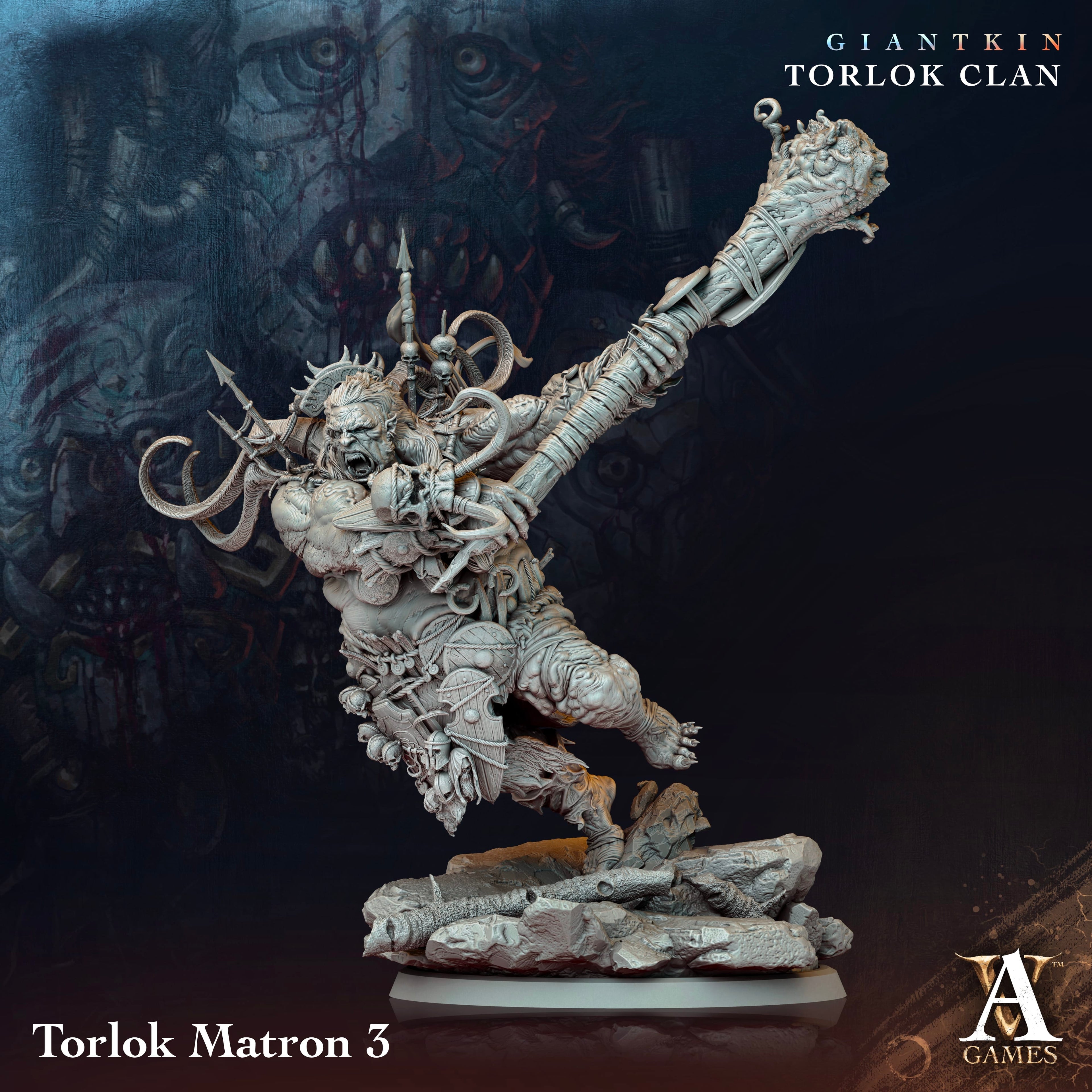3D Printed Archvillain Games Giantkin - Torlok Clan Torlok Matron 28 32mm D&D