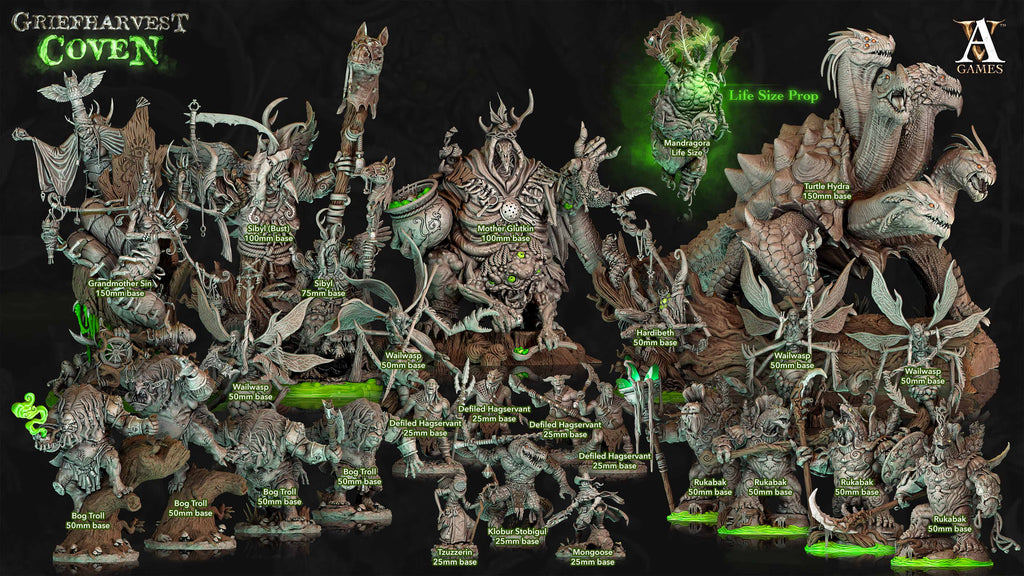 3D Printed Archvillain Games Griefharvest Coven Hardibeth - Whisper of the Woods 28mm 32mm D&D