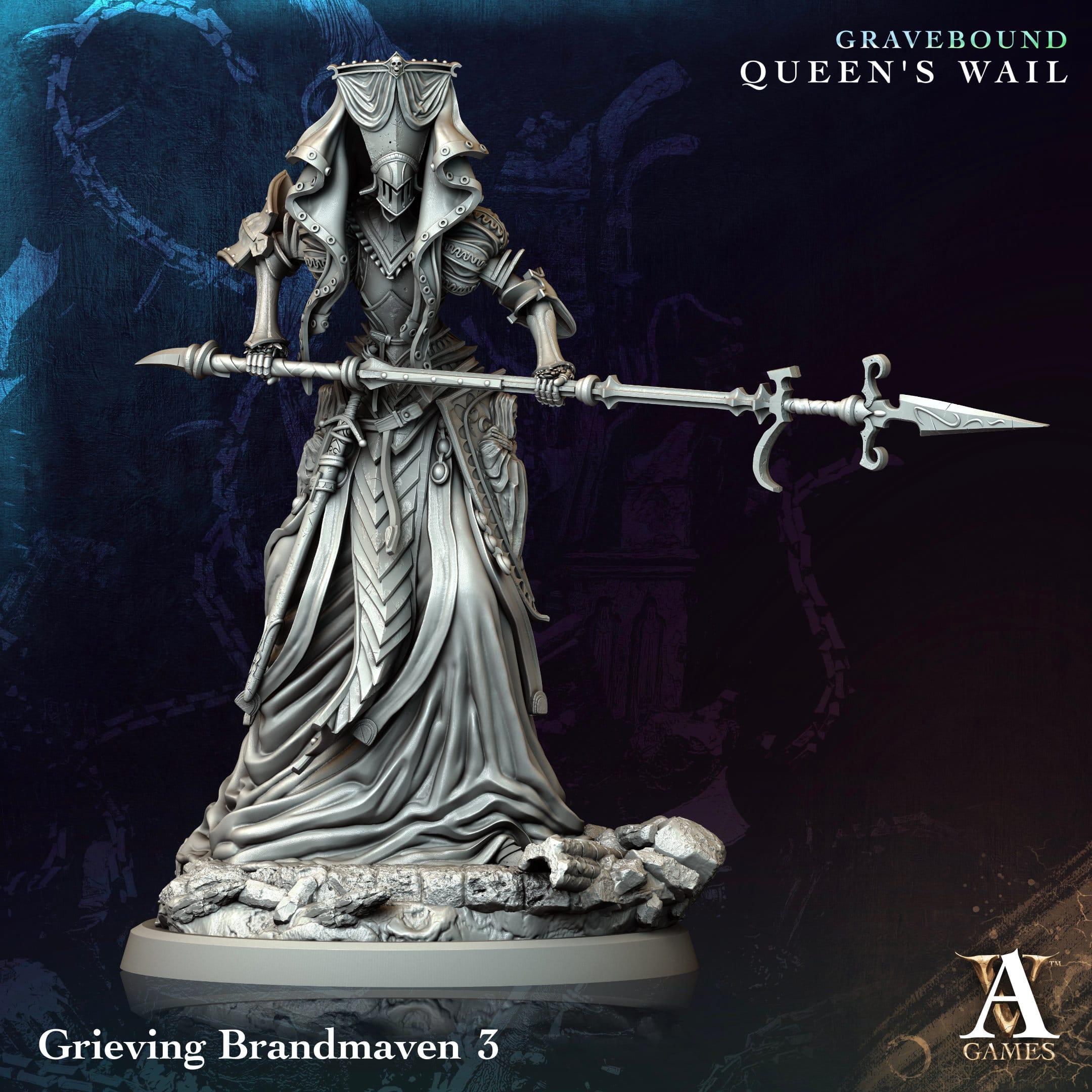 3D Printed Archvillain Games Grieving Brandmaven Gravebound Queen's Wail 28 32mm D&D
