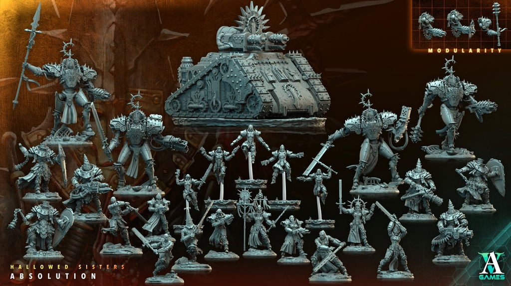 3D Printed Archvillain Games Hallowed Sisters Absolution - Executioner 28mm 32mm D&D
