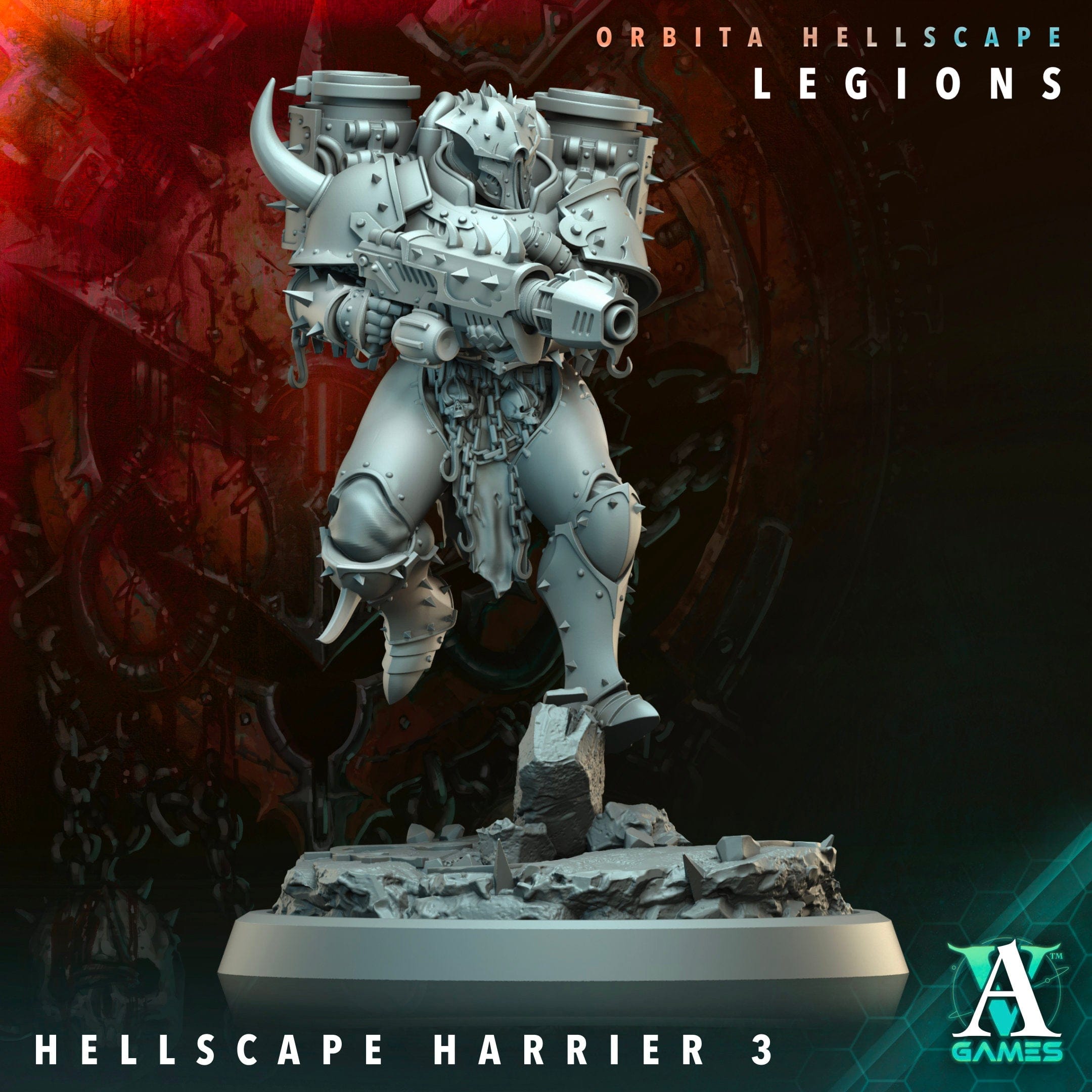 3D Printed Archvillain Games Hellscape Harrier Orbita Hellscape - Legions 28 32mm D&D