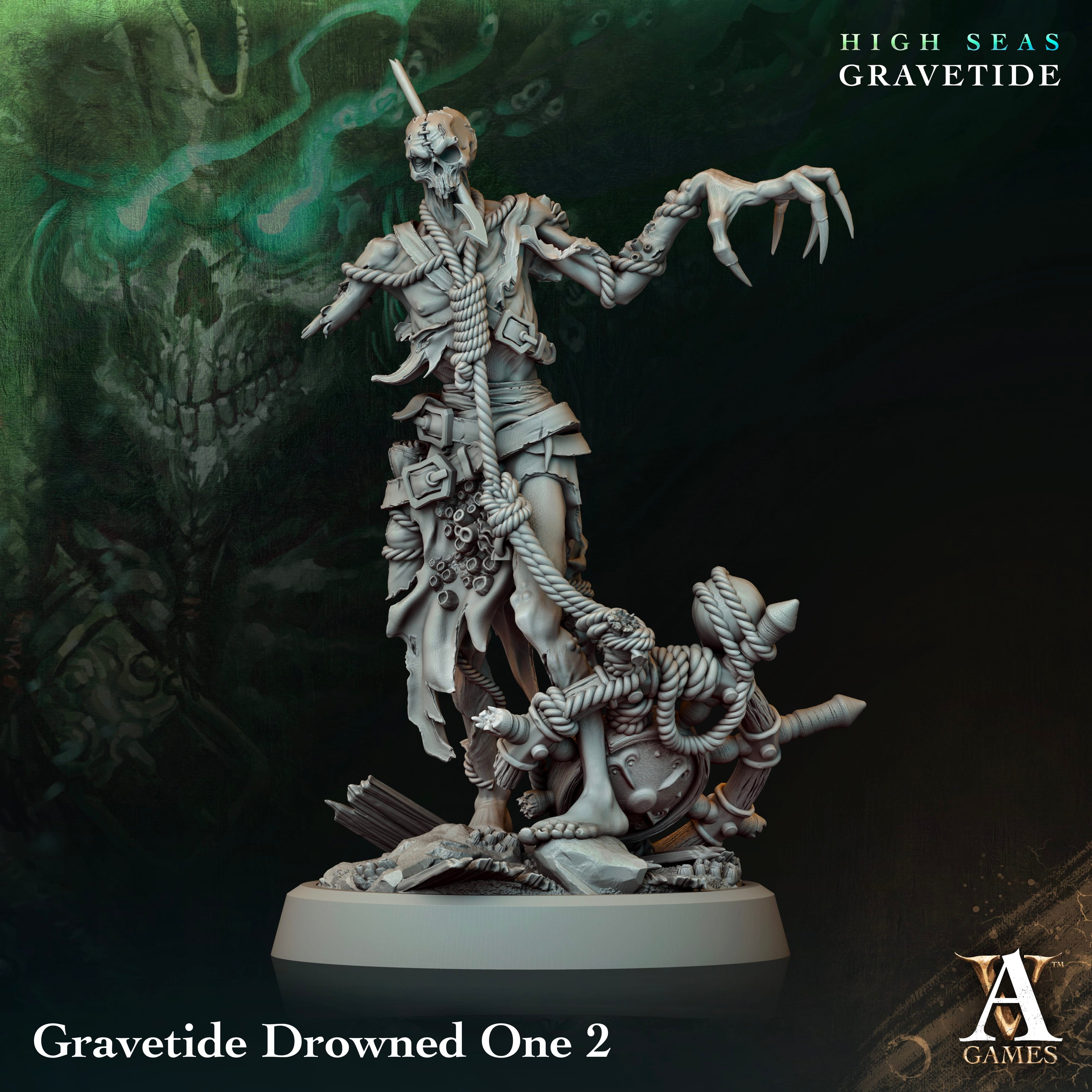 3D Printed Archvillain Games High Seas - Gravetide Gravetide Drowned One 28 32mm D&D