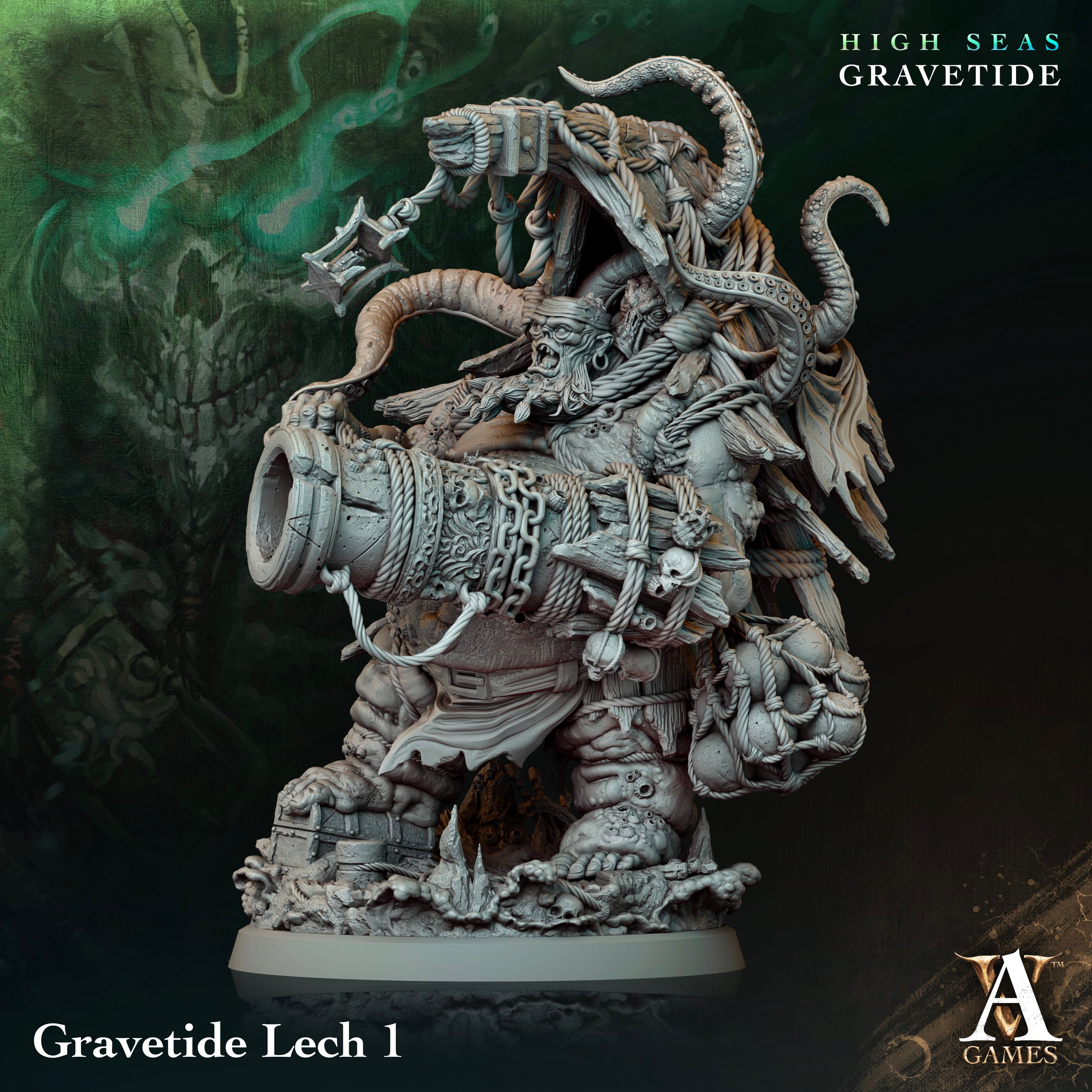 3D Printed Archvillain Games High Seas - Gravetide Gravetide Lech 28 32mm D&D