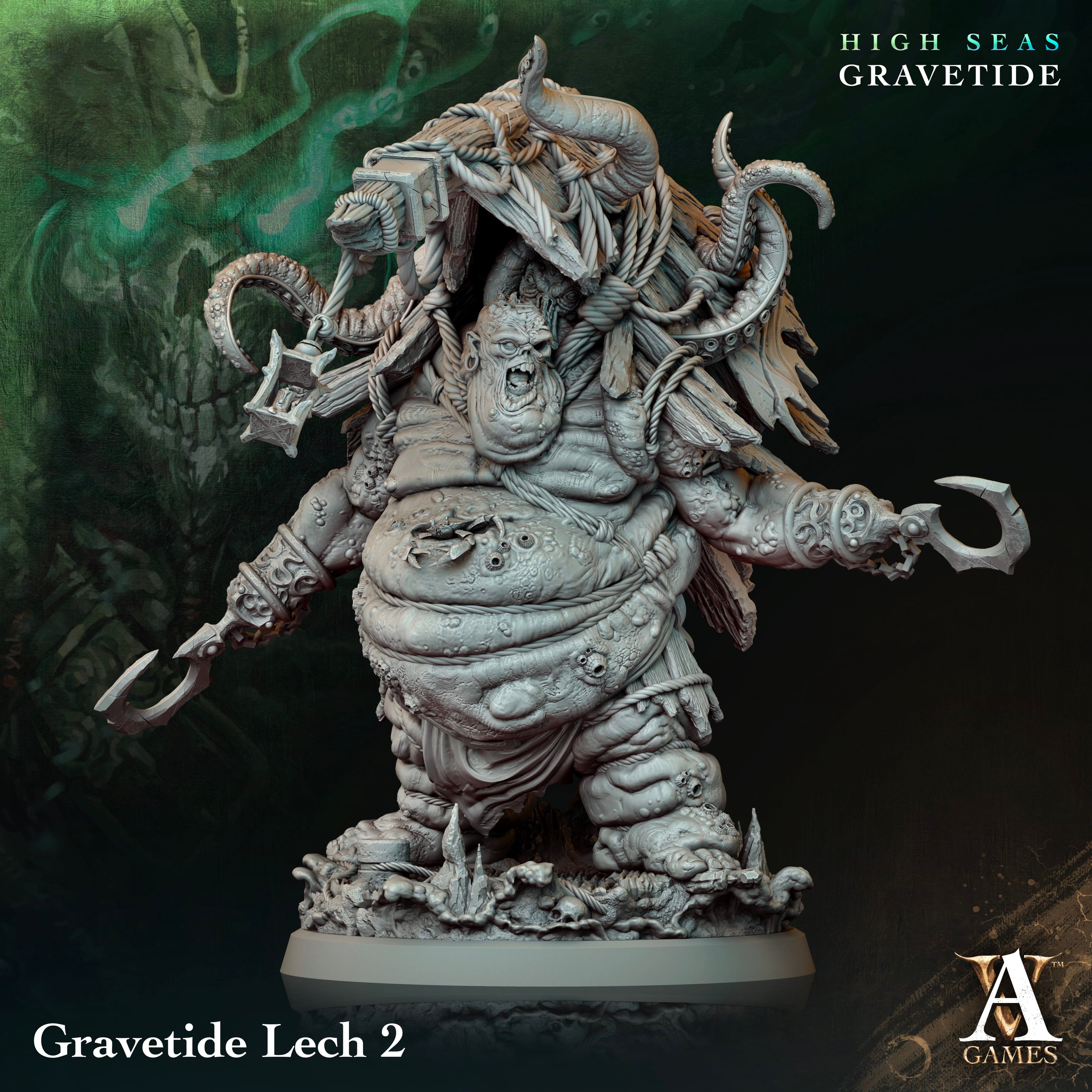 3D Printed Archvillain Games High Seas - Gravetide Gravetide Lech 28 32mm D&D