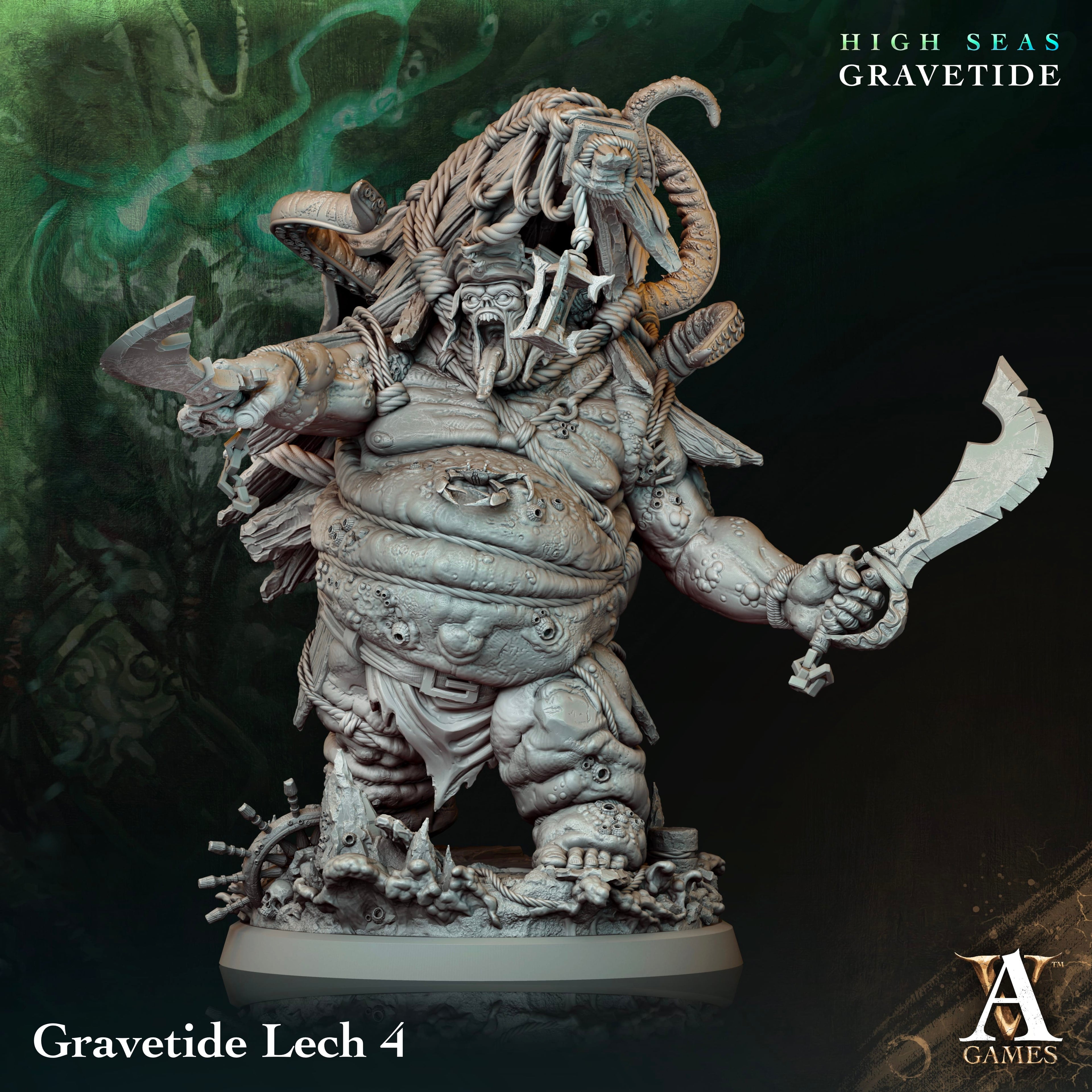 3D Printed Archvillain Games High Seas - Gravetide Gravetide Lech 28 32mm D&D