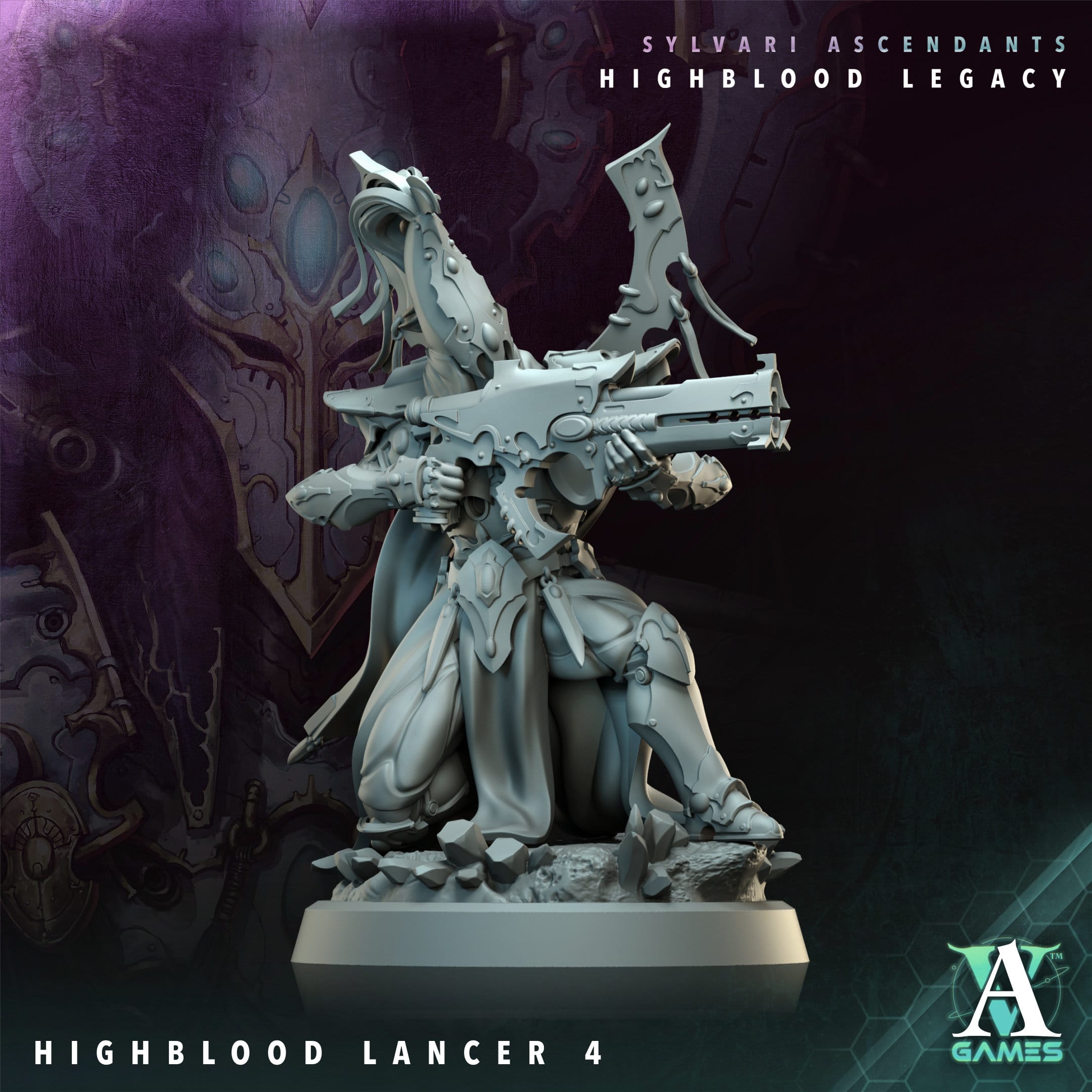 3D Printed Archvillain Games Highblood Lancer Sylvari Ascendants Highblood Legacy Archvillain Society Vol XXXV 28 32mm D&D