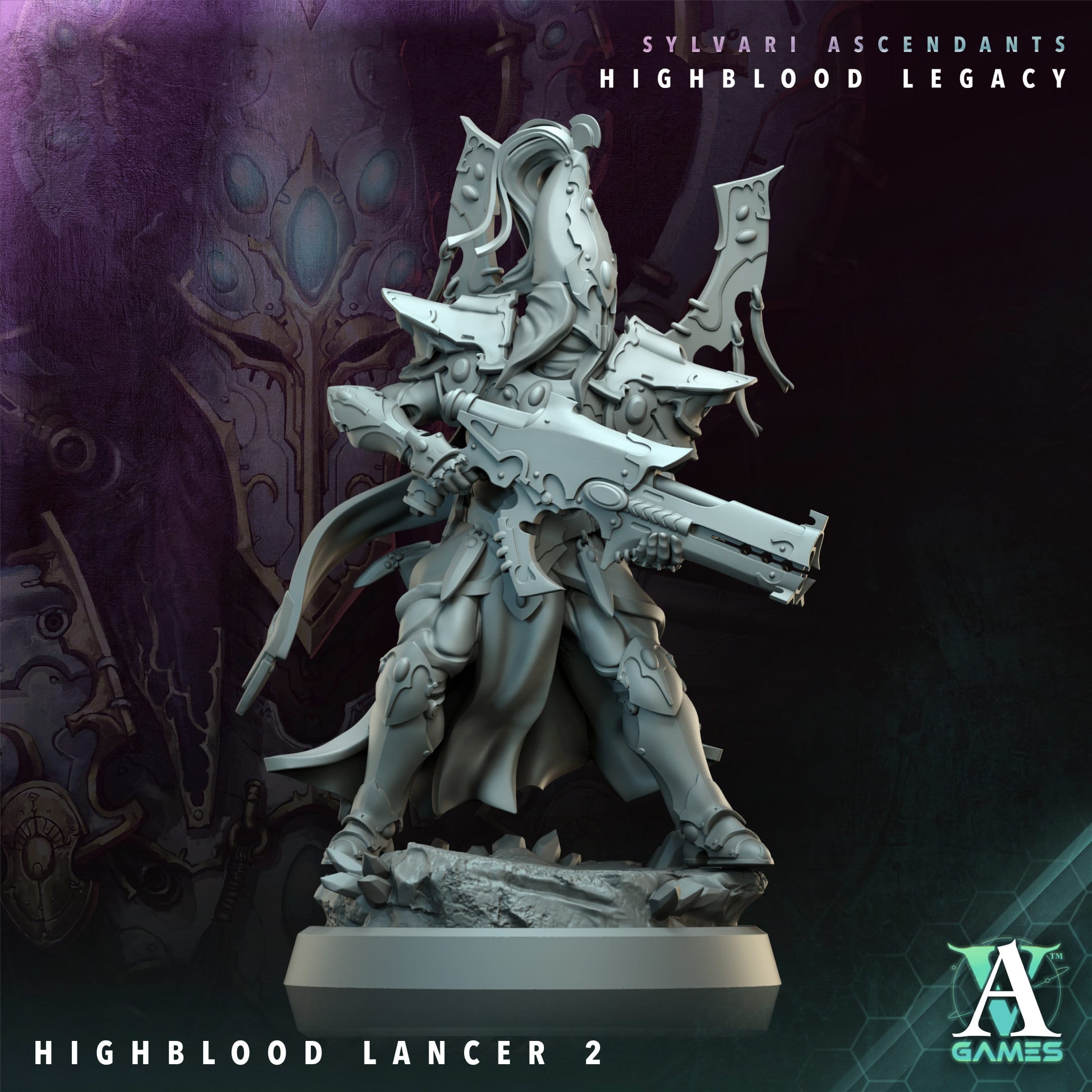 3D Printed Archvillain Games Highblood Lancer Sylvari Ascendants Highblood Legacy Archvillain Society Vol XXXV 28 32mm D&D