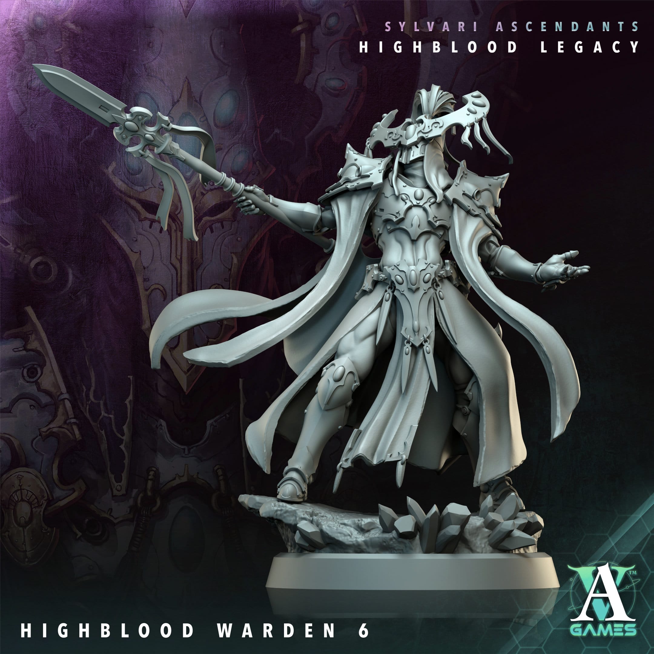 3D Printed Archvillain Games Highblood Warden Sylvari Ascendants Highblood Legacy Archvillain Society Vol XXXV 28 32mm D&D